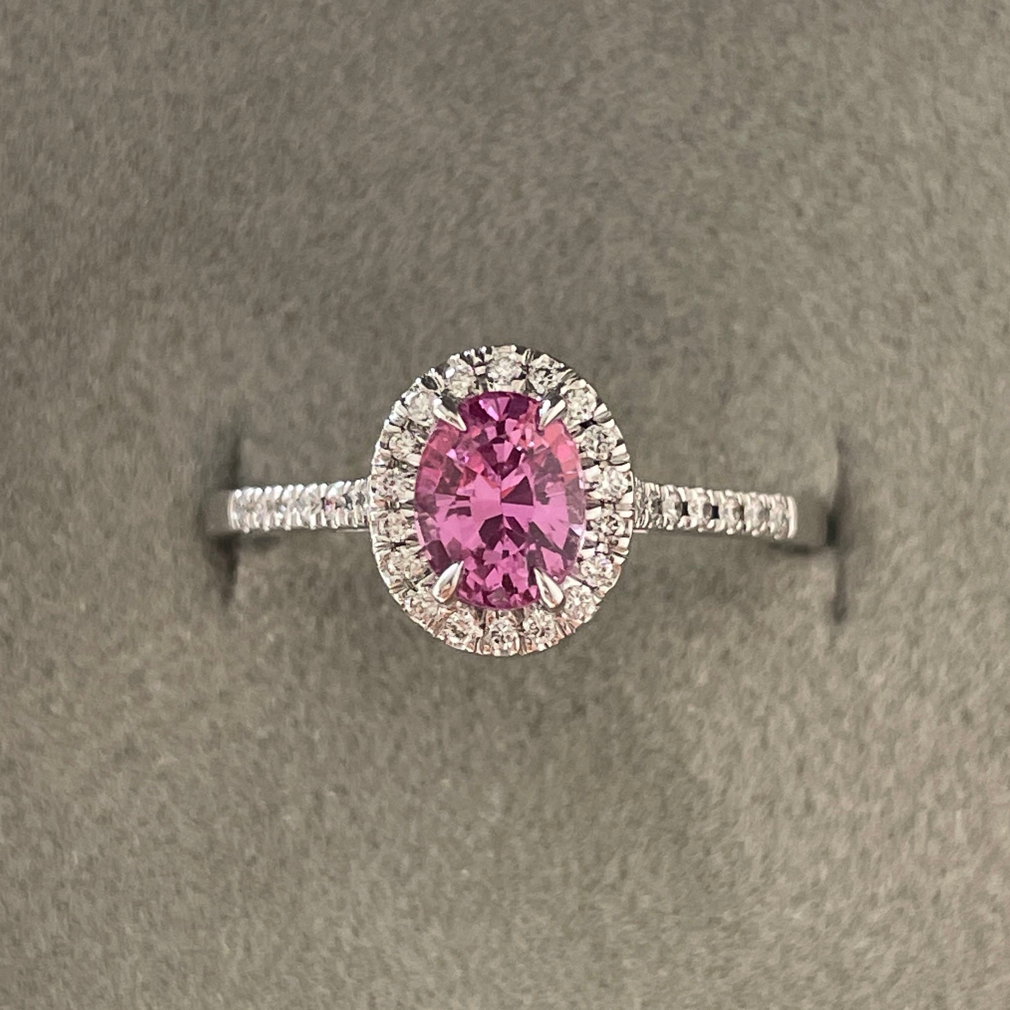 Pink sapphire engagement ring oval cut