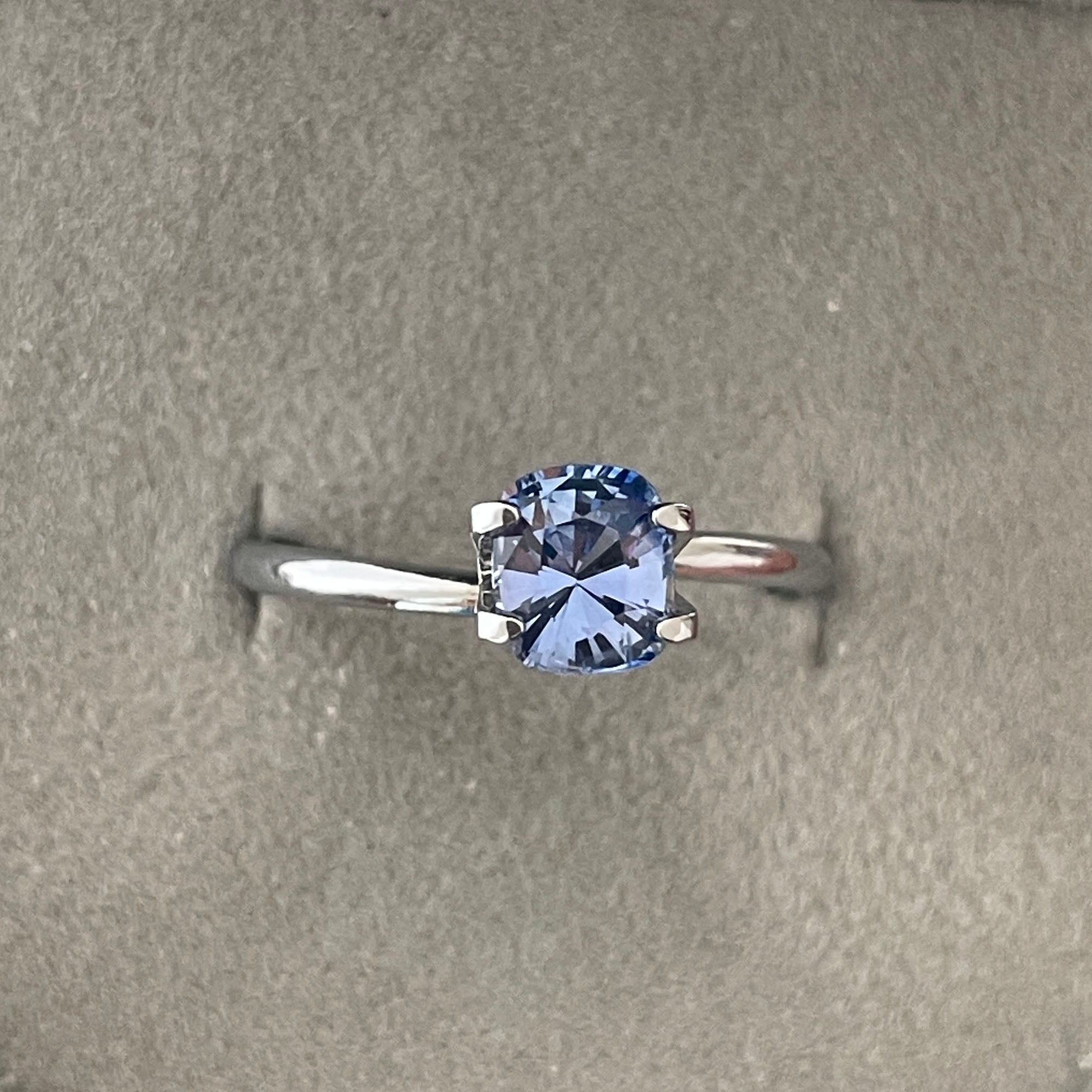Light blue Ceylon sapphire engagement ring