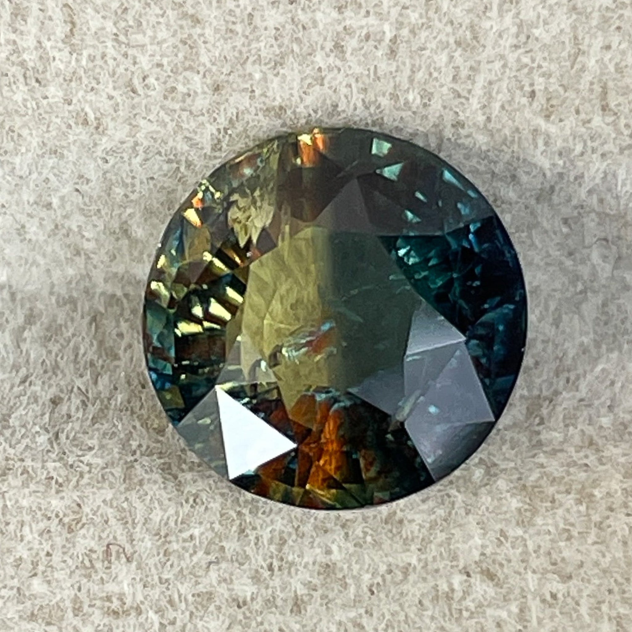 Saphir bicolore bleu sarcelle, 3,70 carats, taille ronde, saphir bleu et jaune en vrac pour bijoux ou bagues de fiançailles.
