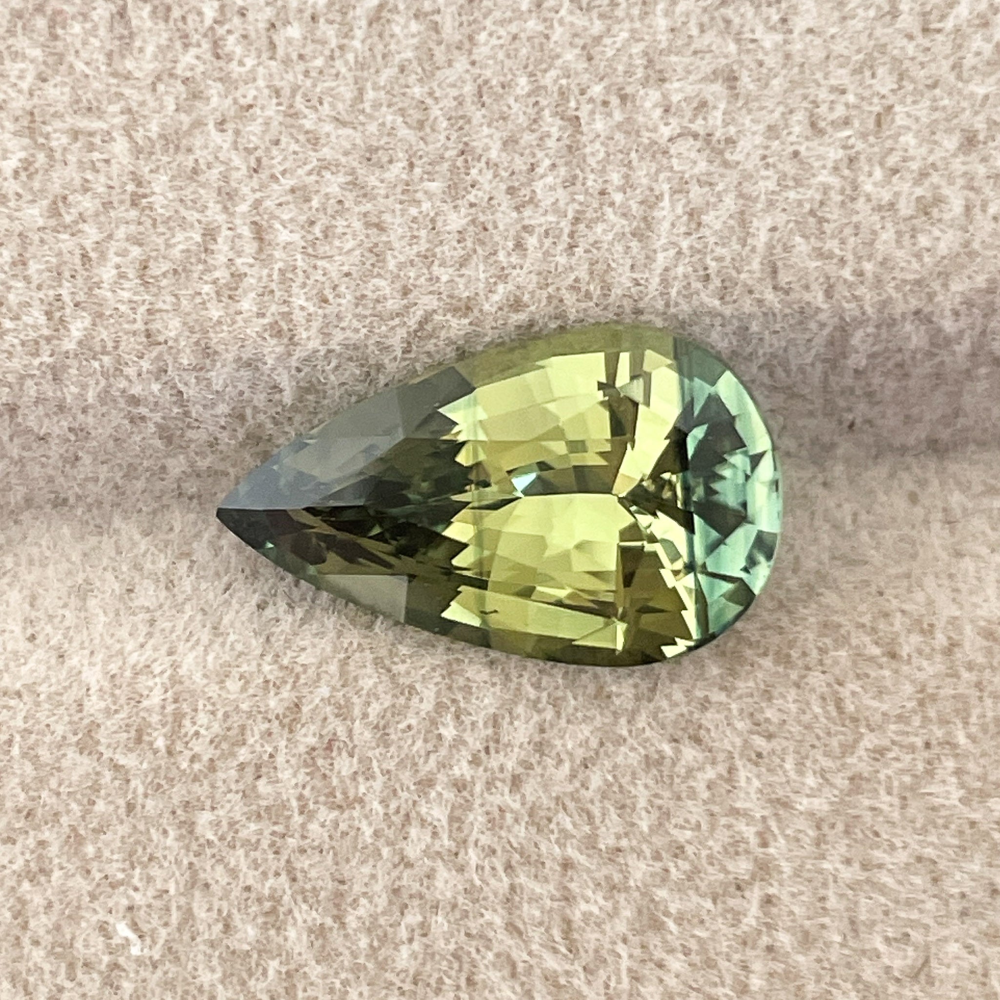 Teal natural parti sapphire, 5.02 ct pear shape, no heat bi-color loose sapphire for engagement rings, from NASHGEMS.