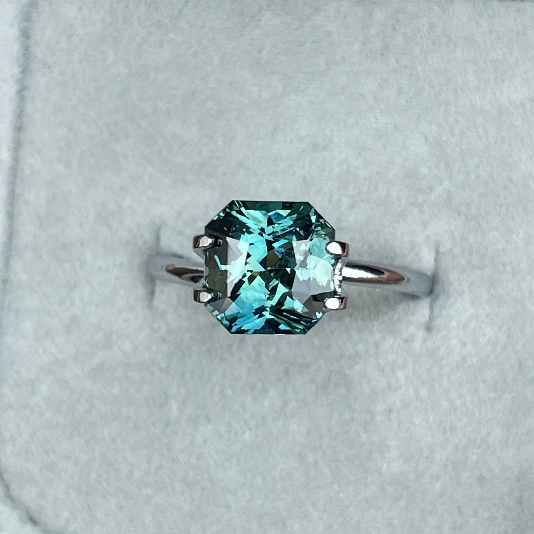 Blue green teal sapphire loose stone