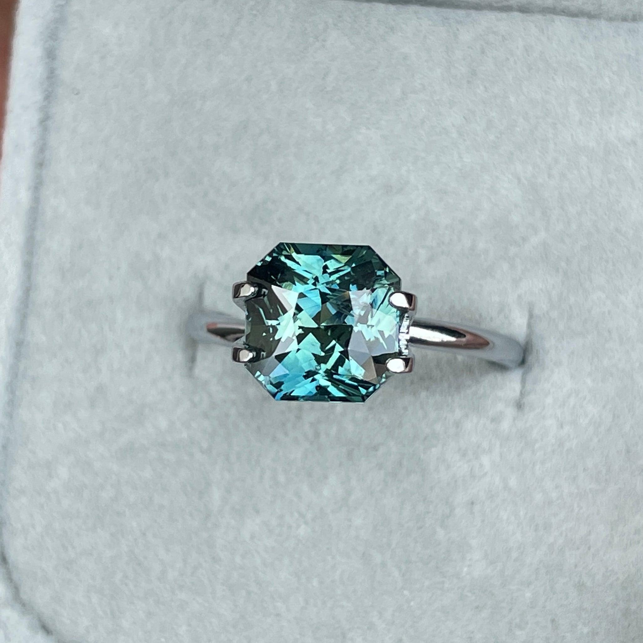 Blue green teal sapphire loose stone