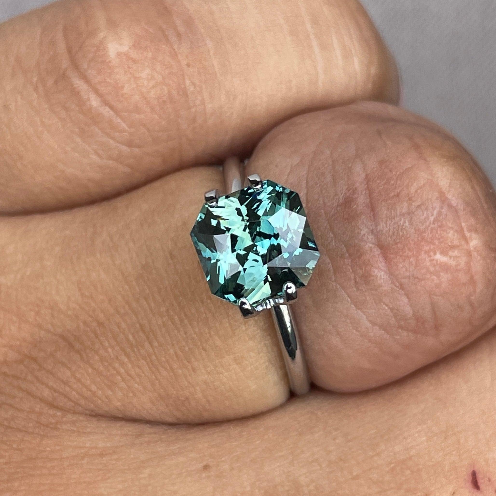 Blue green teal sapphire loose stone