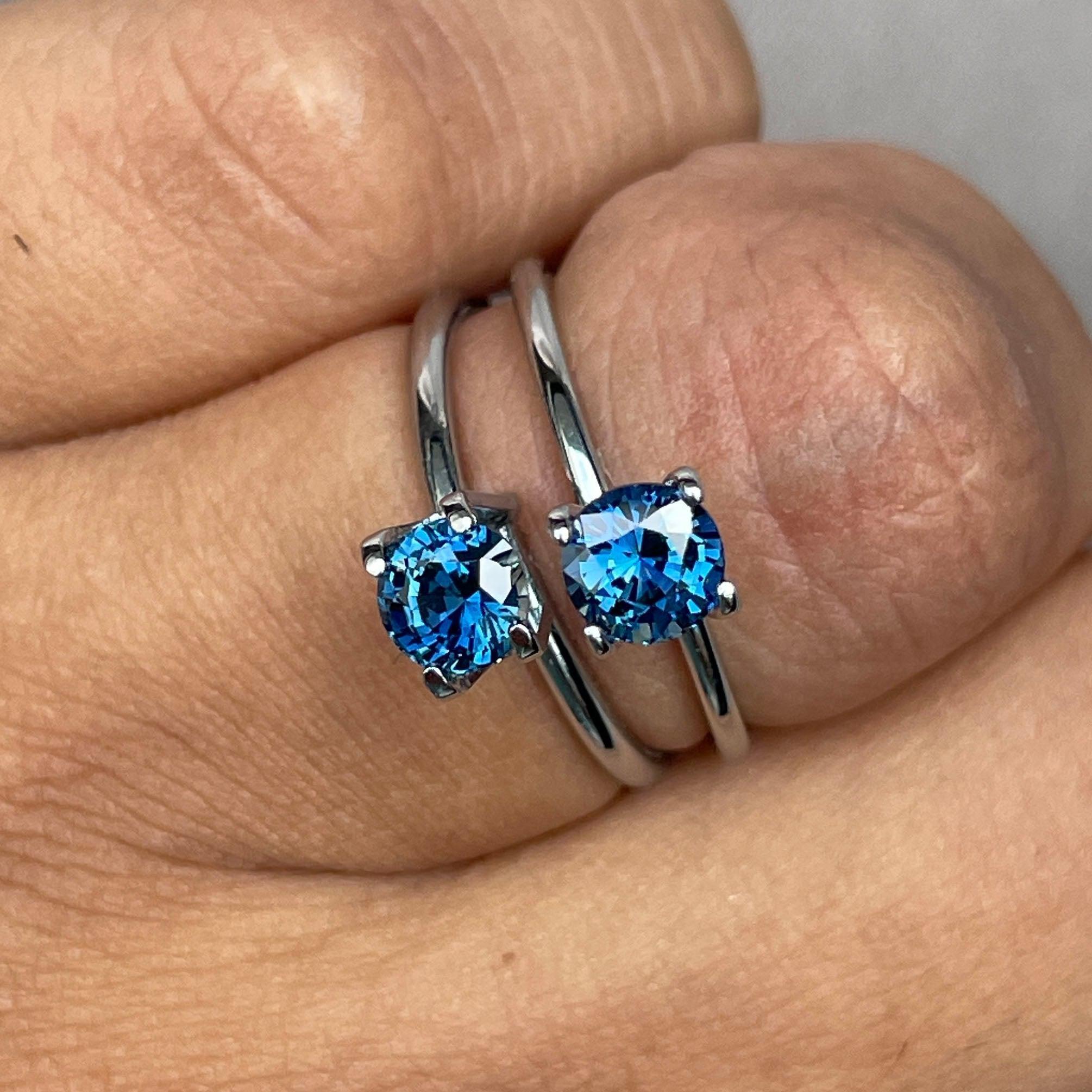 Blue green teal sapphire round pair