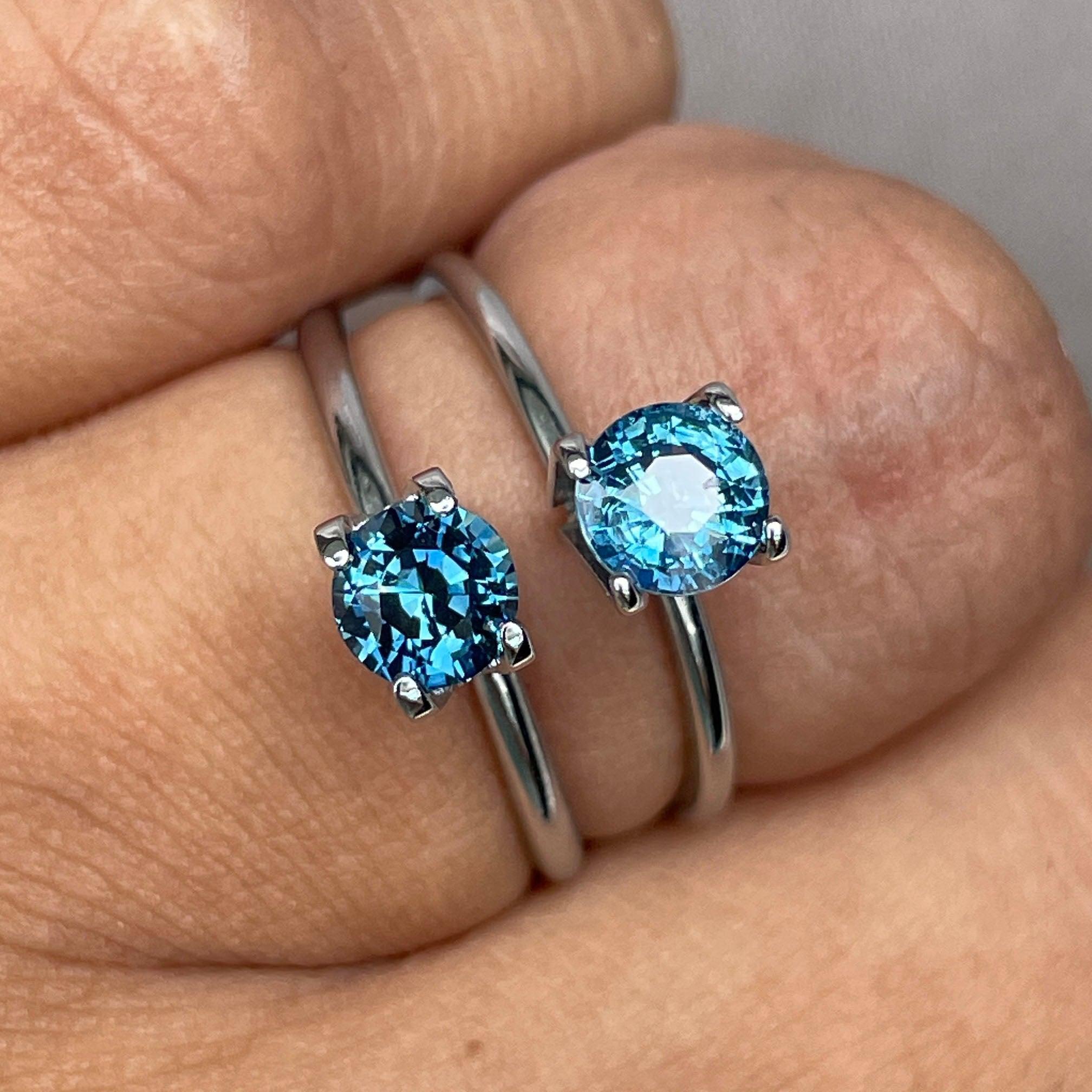 Blue green teal sapphire round pair