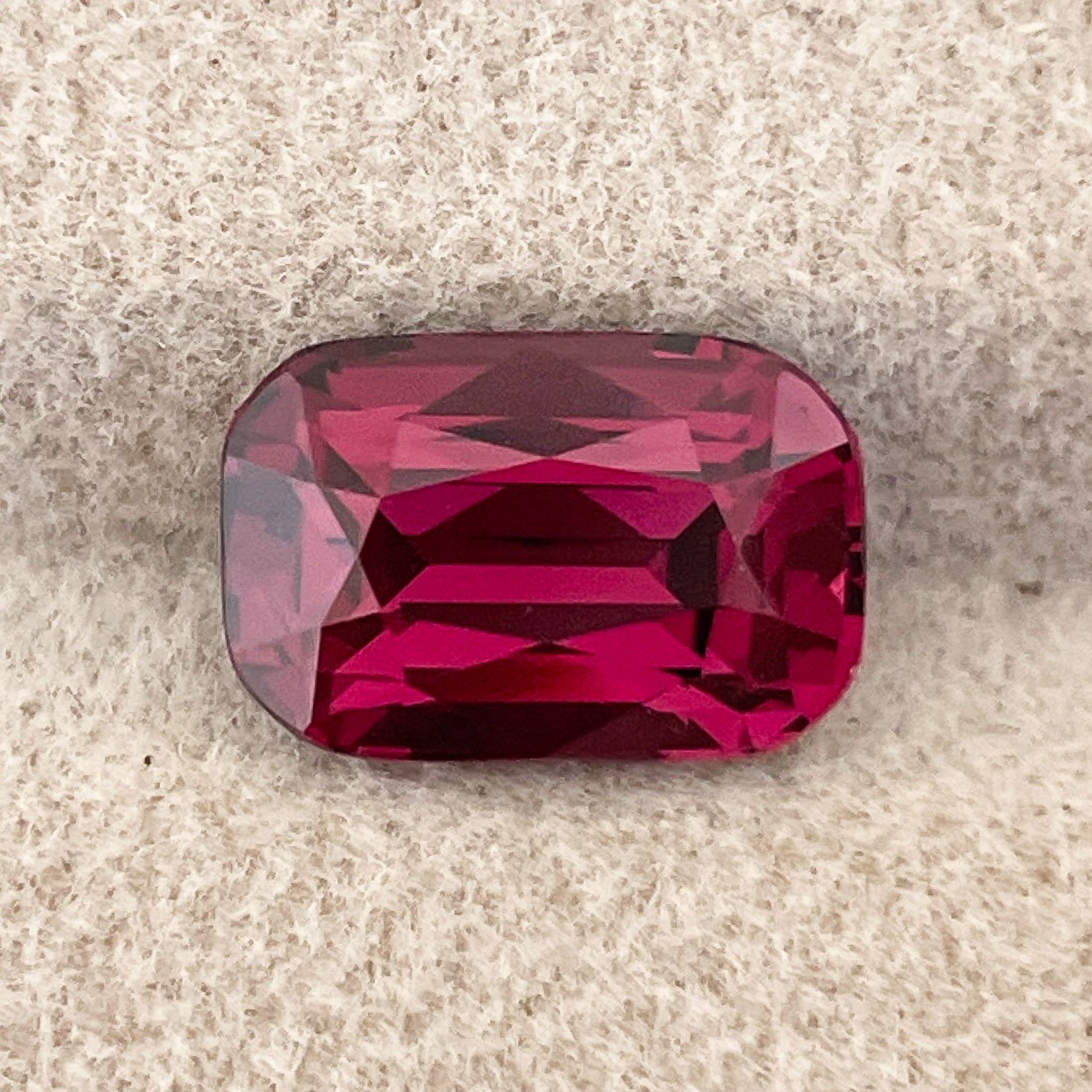 Natural Rhodolite Garnet 3.18 Ct cushion cut, raspberry red loose gemstone from NASHGEMS for engagement rings.