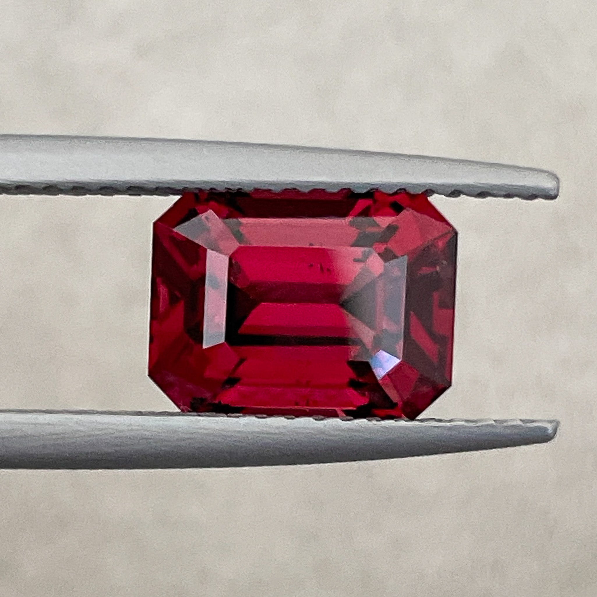 Deep red 3.38 ct Natural Pyrope Almandite Garnet in emerald cut, loose gemstone for jewelry, by NASHGEMS.