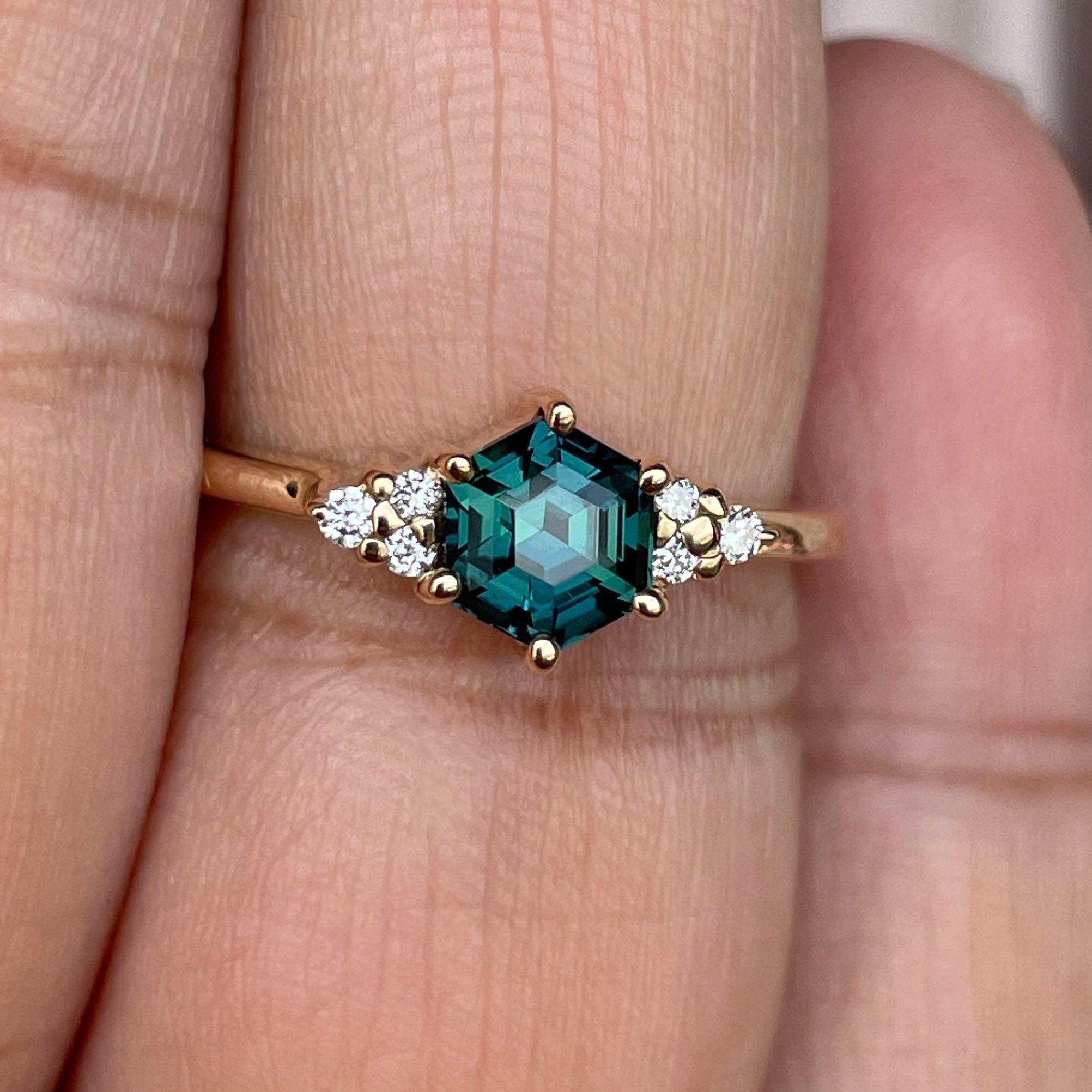 Custom - 1.18 Cts Oval Teal Sapphire Engagement Ring - NASHGEMS