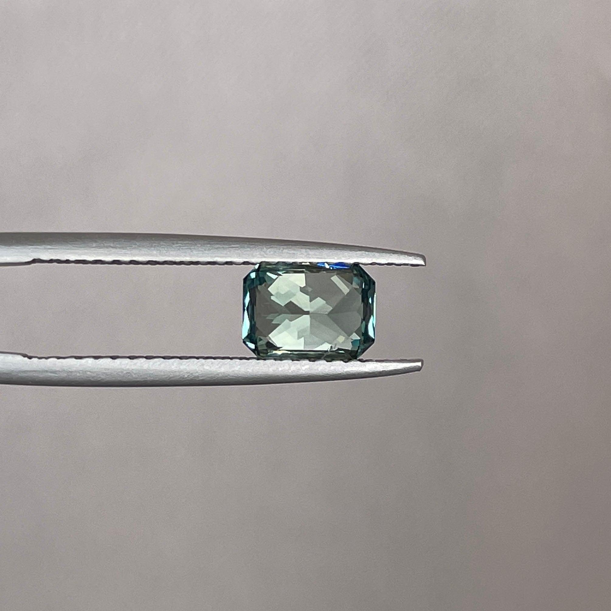 Radiant cut Greenish blue sapphire, Baylor Bears green 1.25 crt. Flawless CERTIFIED Stunning Loose Gemstone - NASHGEMS