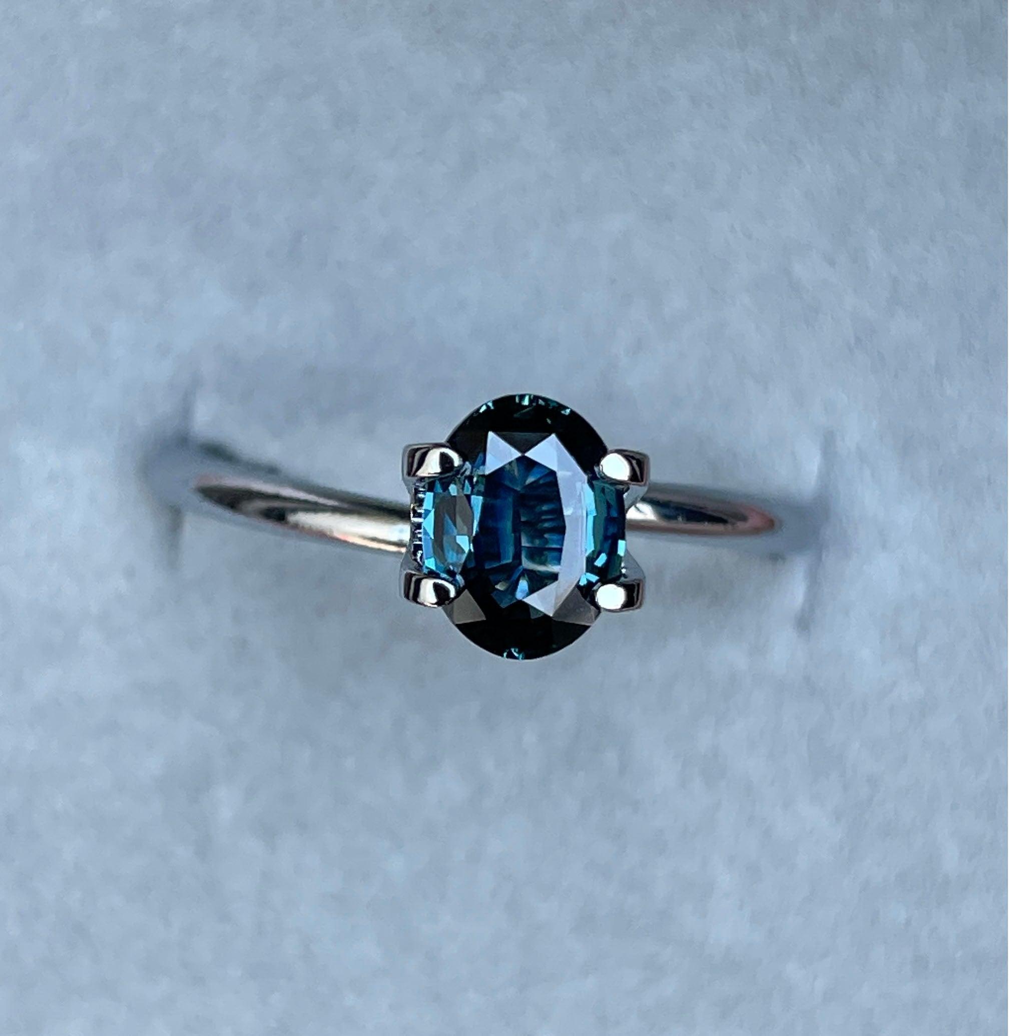 This 1.03 crt teal Sapphire is well cut to bring out the best colour and lustre, and has a perfect colour blend.