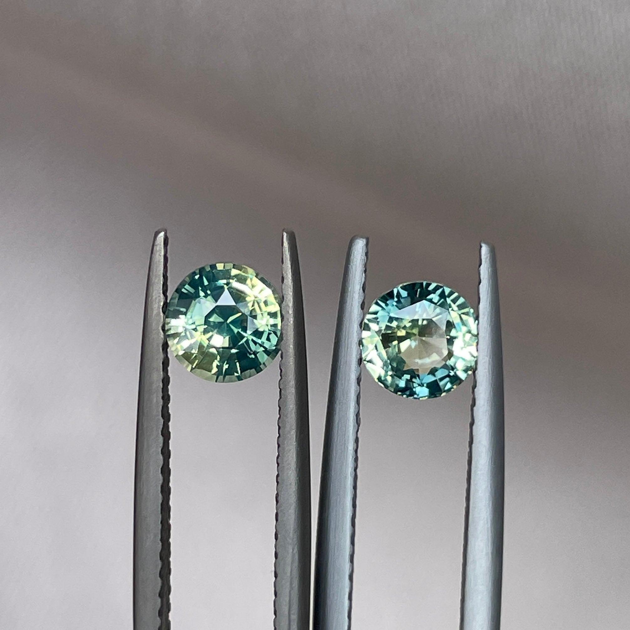 Green sapphire pair, pineapple green sapphire 1.83 crt. Loose Sapphire pair| Earth mined sapphire - NASHGEMS