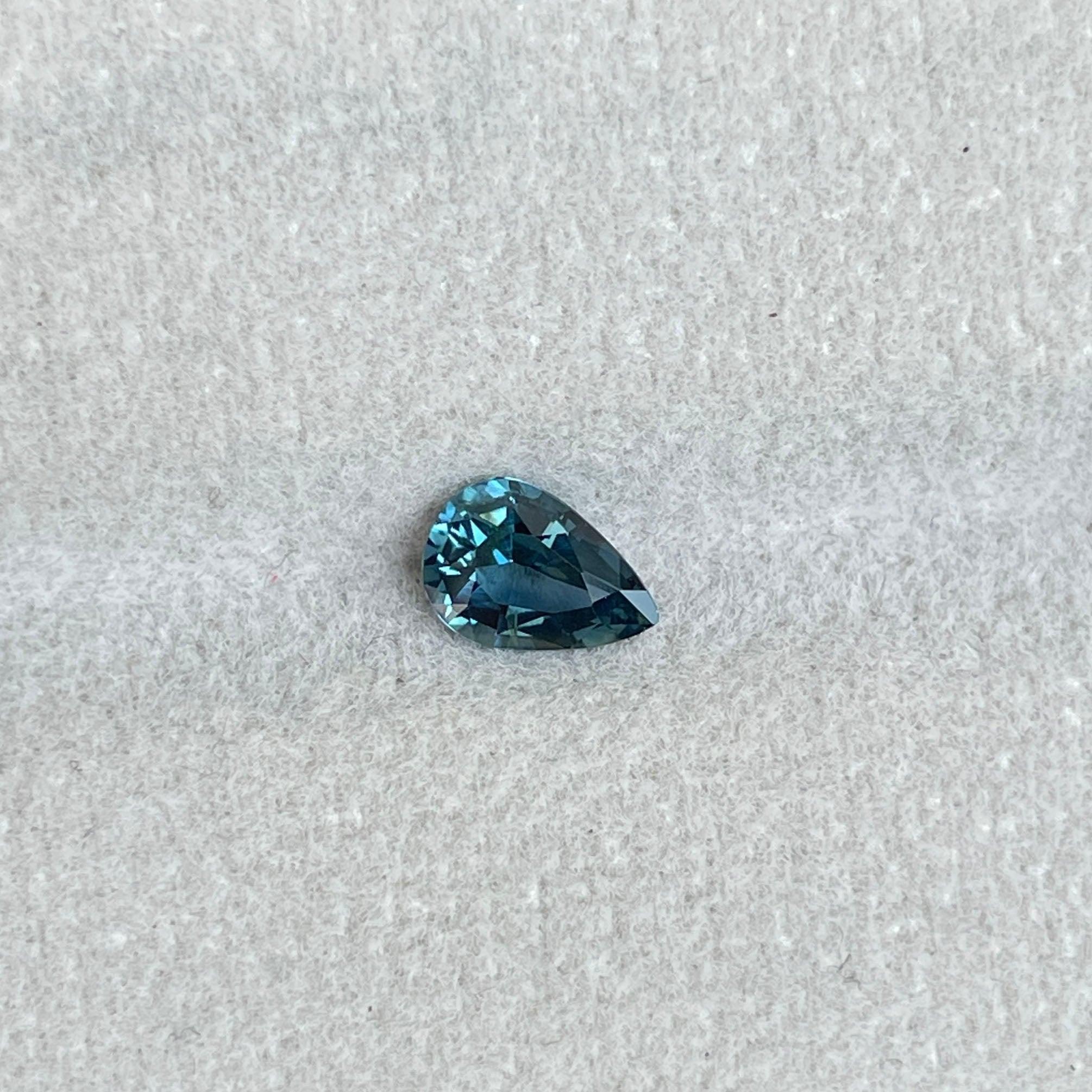 Teal sapphire Pear cut, 0.87 crt