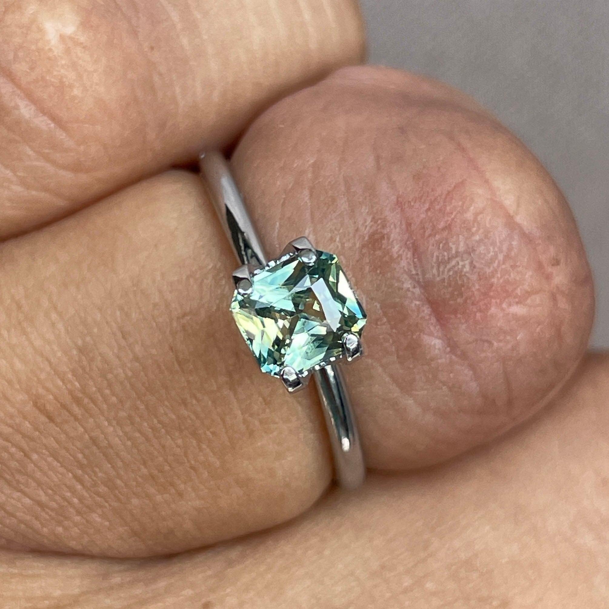Radiant cut Greenish blue sapphire, 1.00 crt. - NASHGEMS