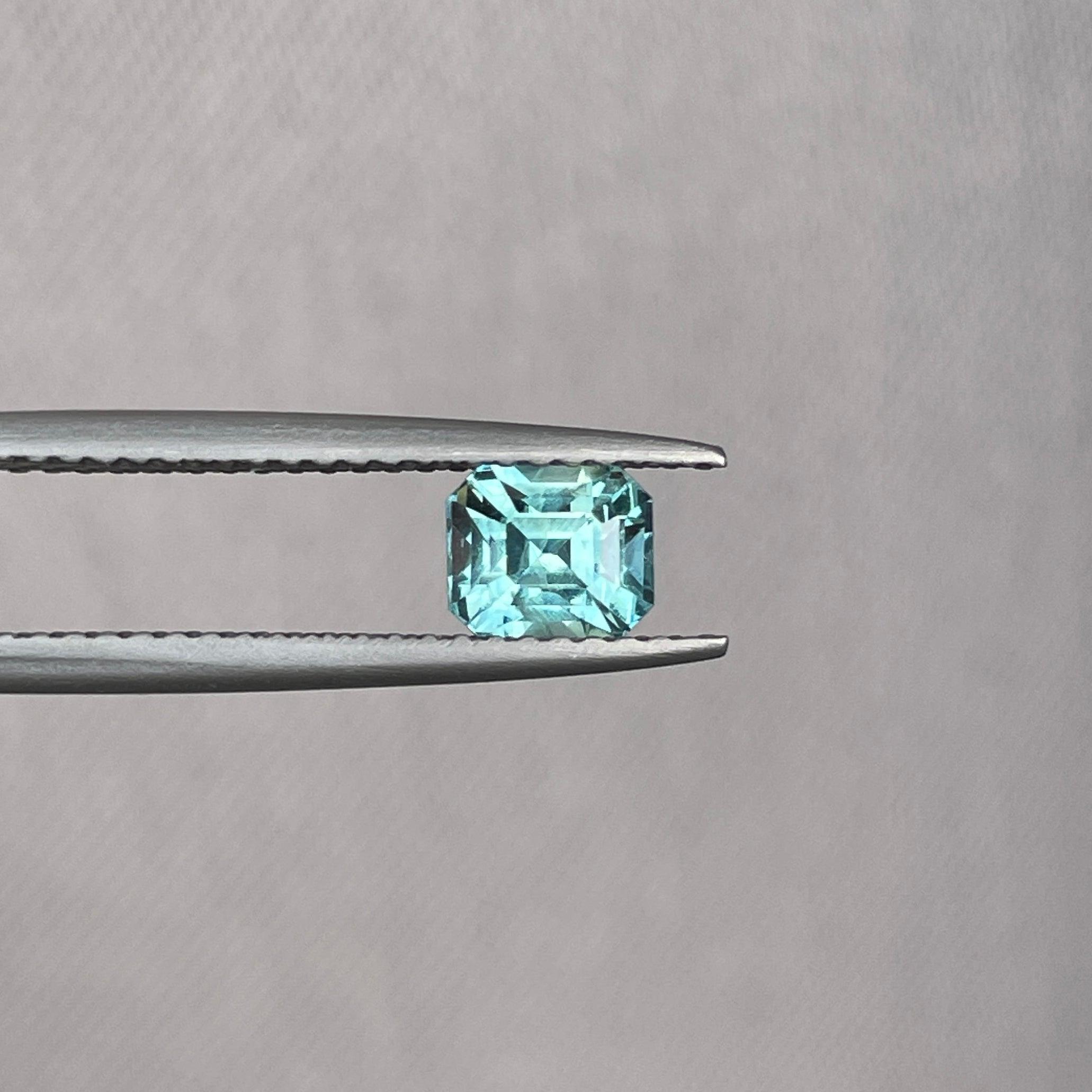 Natural heated asscher Teal Bluish Green Sapphire 1.02 carats