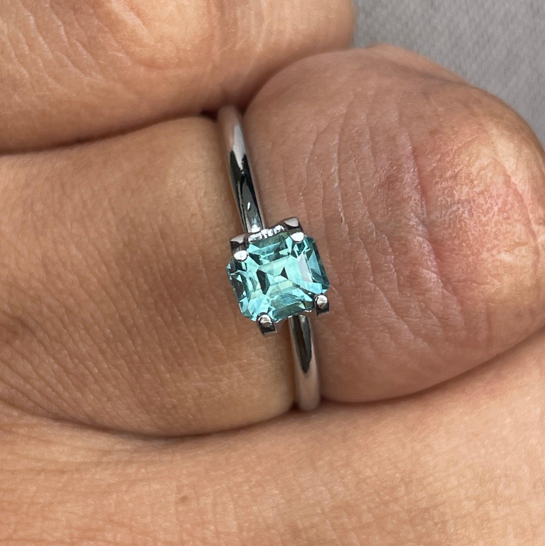 Natural heated asscher Teal Bluish Green Sapphire 1.02 carats - NASHGEMS
