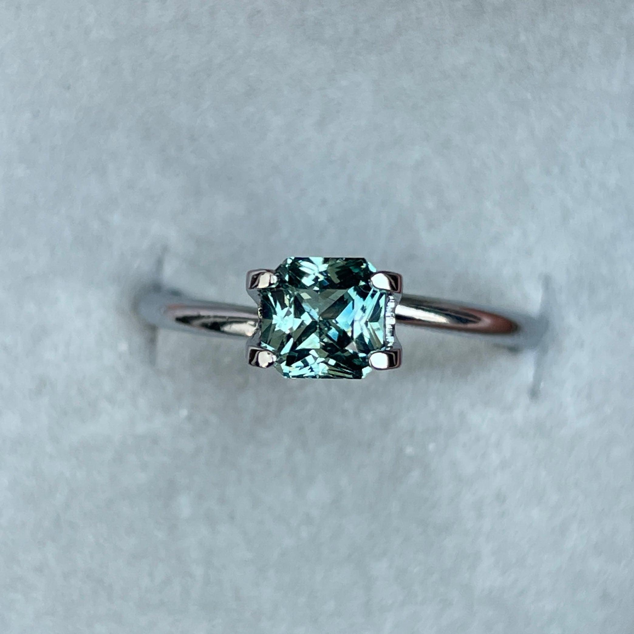 Natural Green Sapphire – 1.07 Cts - Radiant cut - Deep Natural Colour - Rare Colour - Loose Green Sapphire Stones for custom fine jewellery