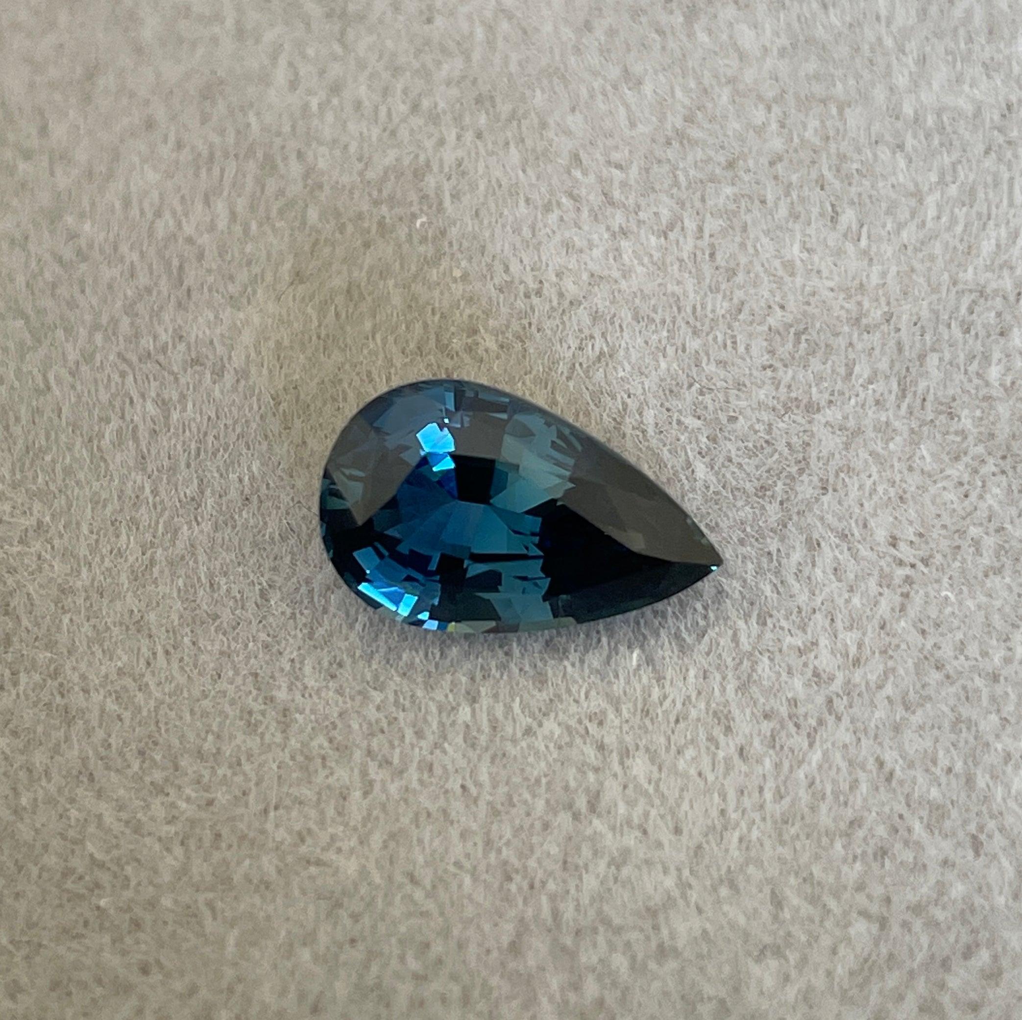 teal blue green parti sapphire pear drop cut gem 2.15 crt. Custom oval sapphire loose stone engagement wedding rings gifts for women, mom and her. - NASHGEMS