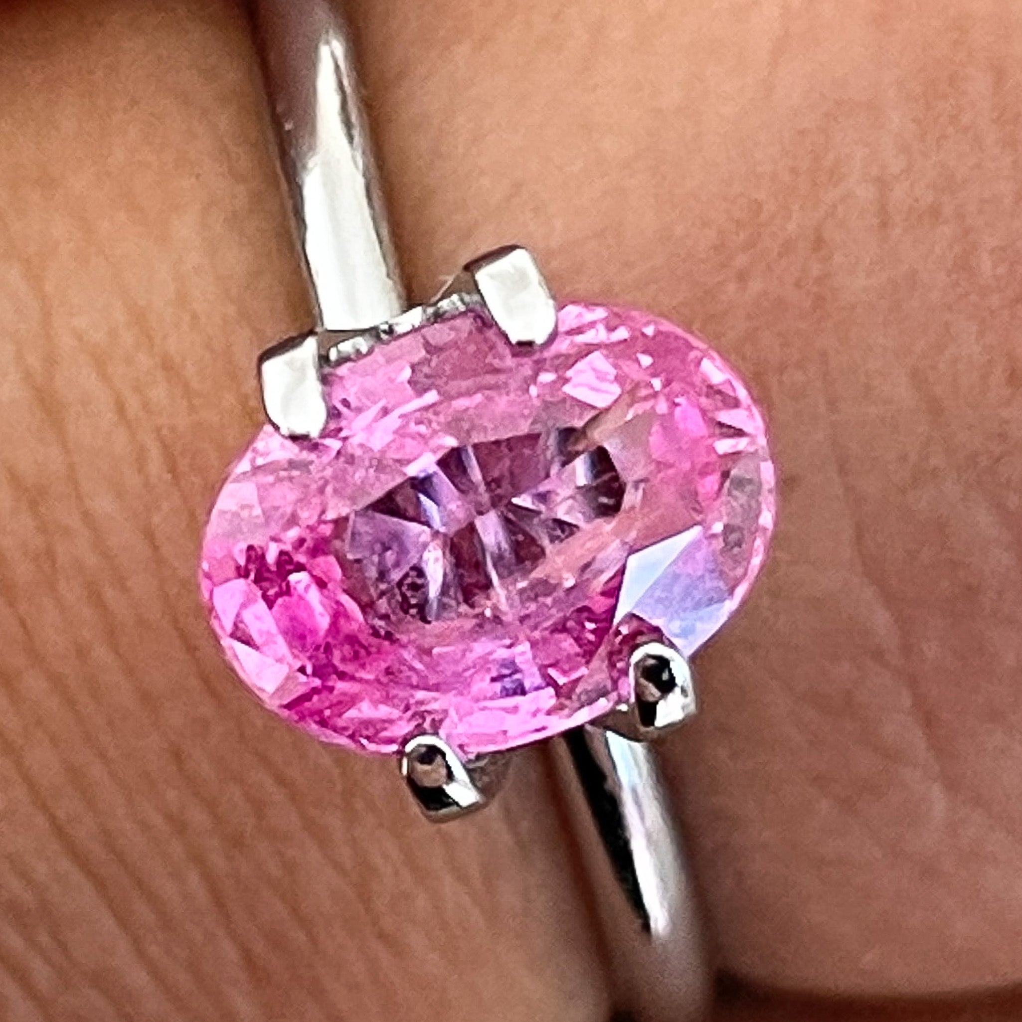 Natural pink sapphire loose gemstone, 1.65 ct oval cut by NASHGEMS, no heat treated, ideal for engagement rings.