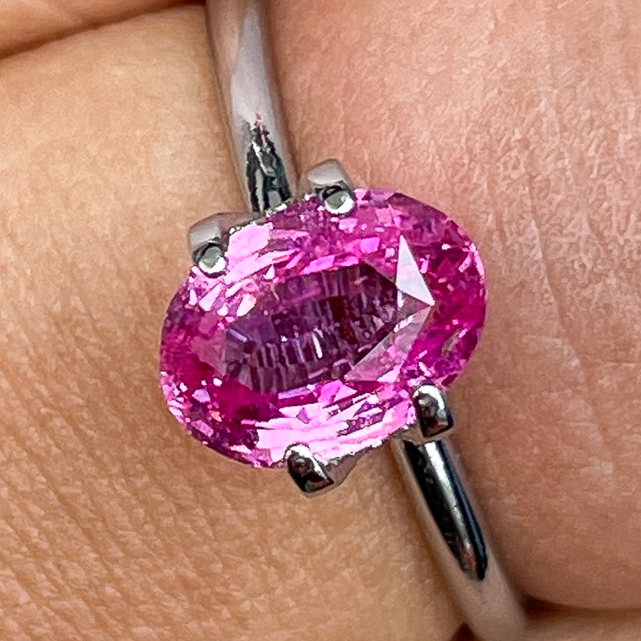 Natural pink sapphire loose gemstone, 2.05 ct oval cut, heated pink sapphire by NASHGEMS for engagement jewelry.