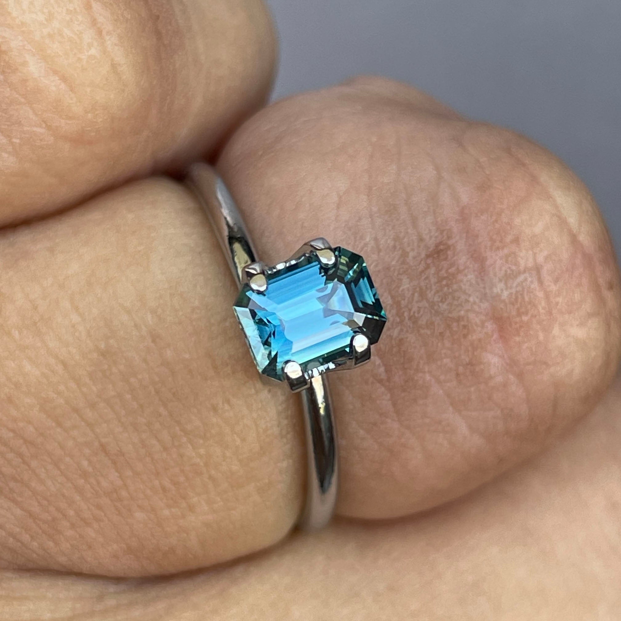 TEAL BLUE SAPPHIRE 1.16 EMERALD CUT