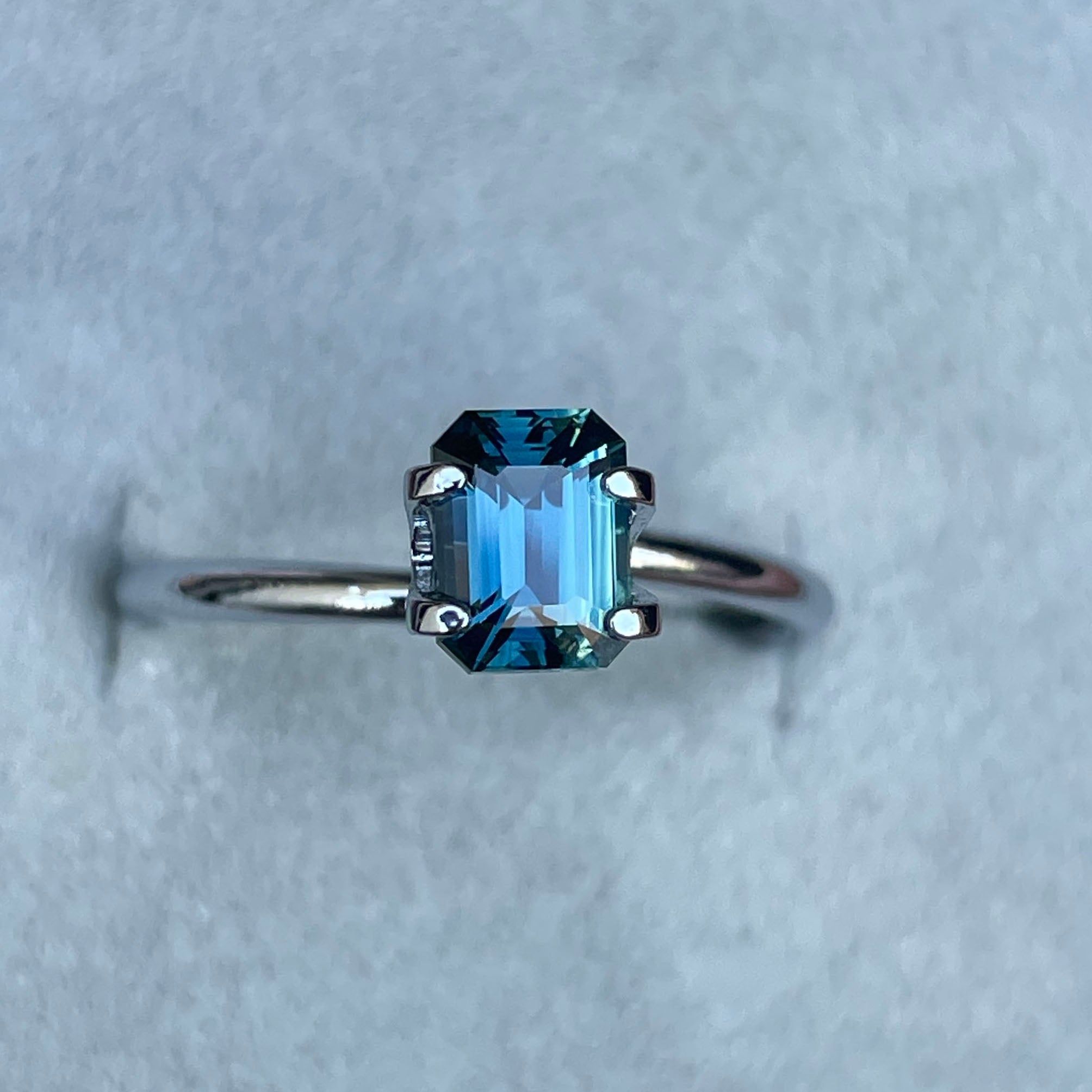 TEAL BLUE SAPPHIRE 1.16 EMERALD CUT