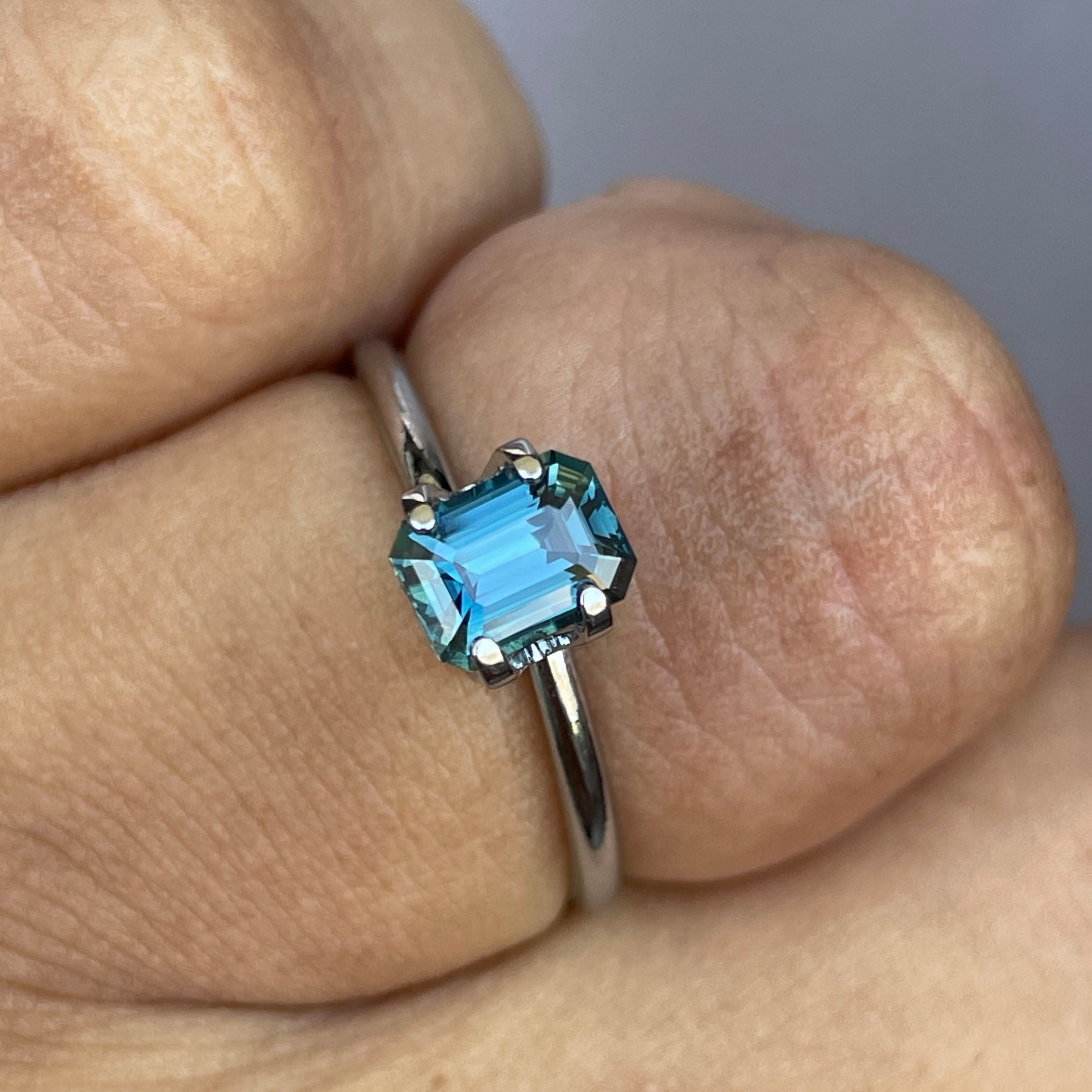 TEAL BLUE SAPPHIRE 1.16 EMERALD CUT