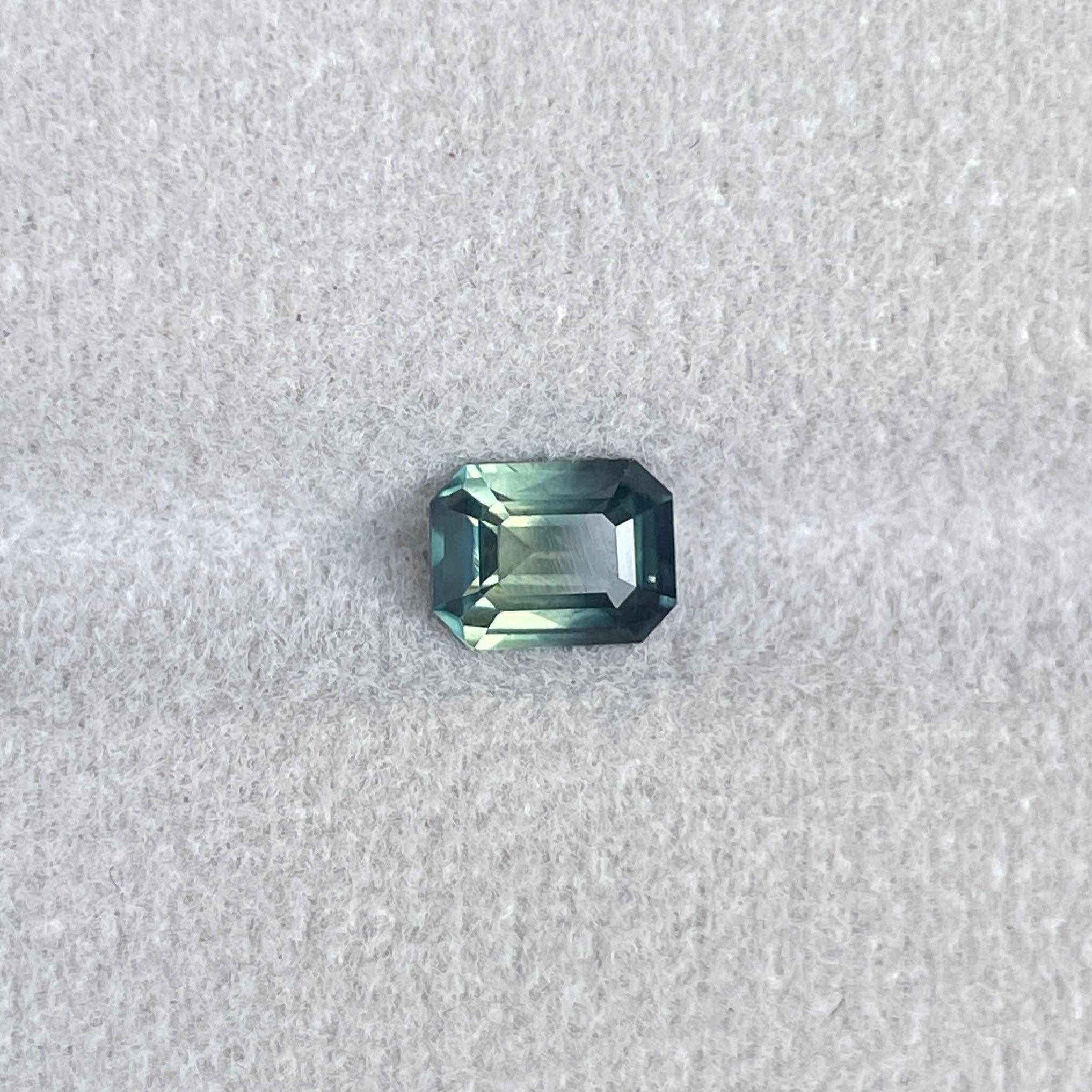 Teal Bi-Coloured Parti Sapphire loose gemstone by NASHGEMS, 1.09 carats, vibrant teal green sapphire for September birthstone.