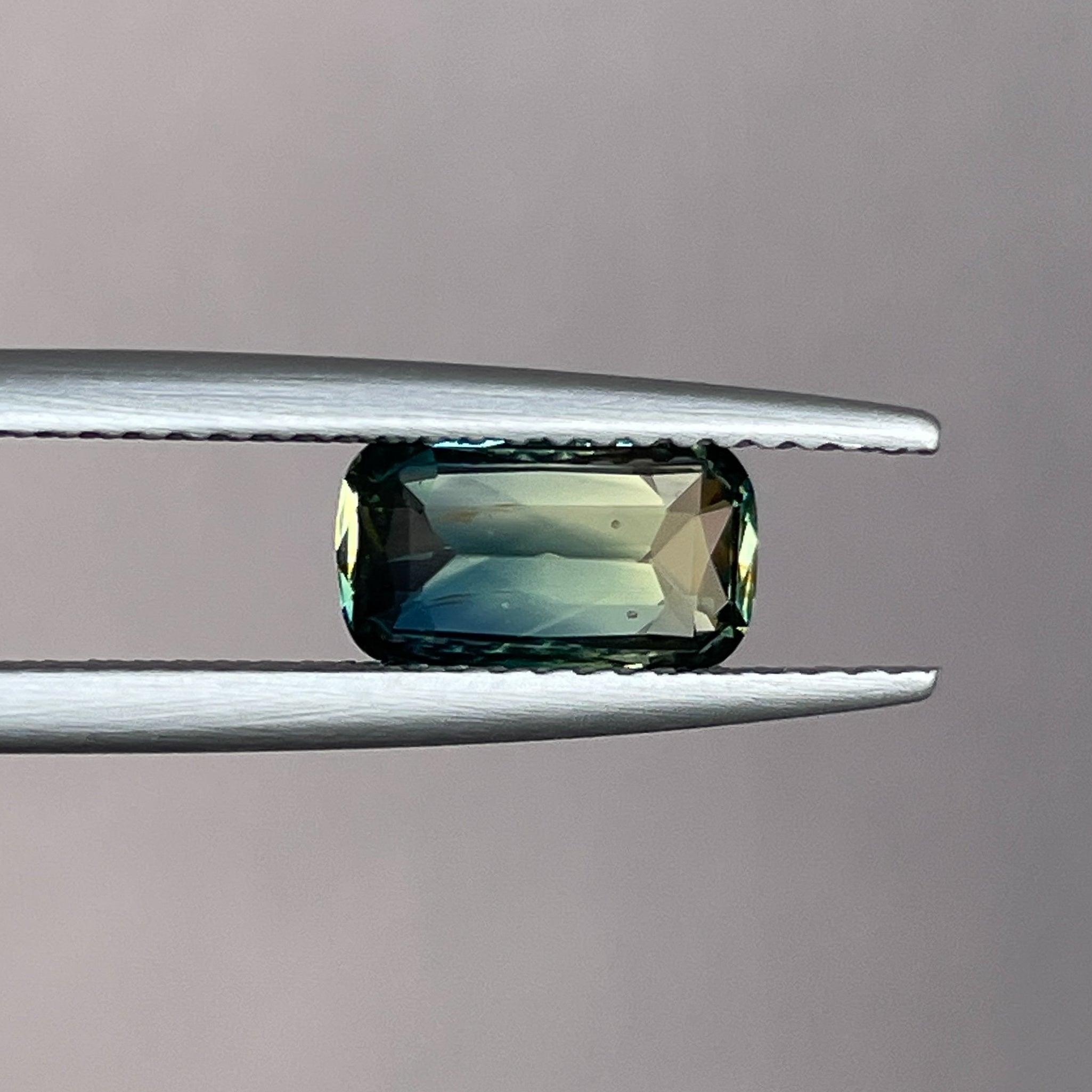 Natural teal parti bi-color sapphire, 1.55 Ct elongated cushion cut, loose gemstone by NASHGEMS for jewelry or engagement rings