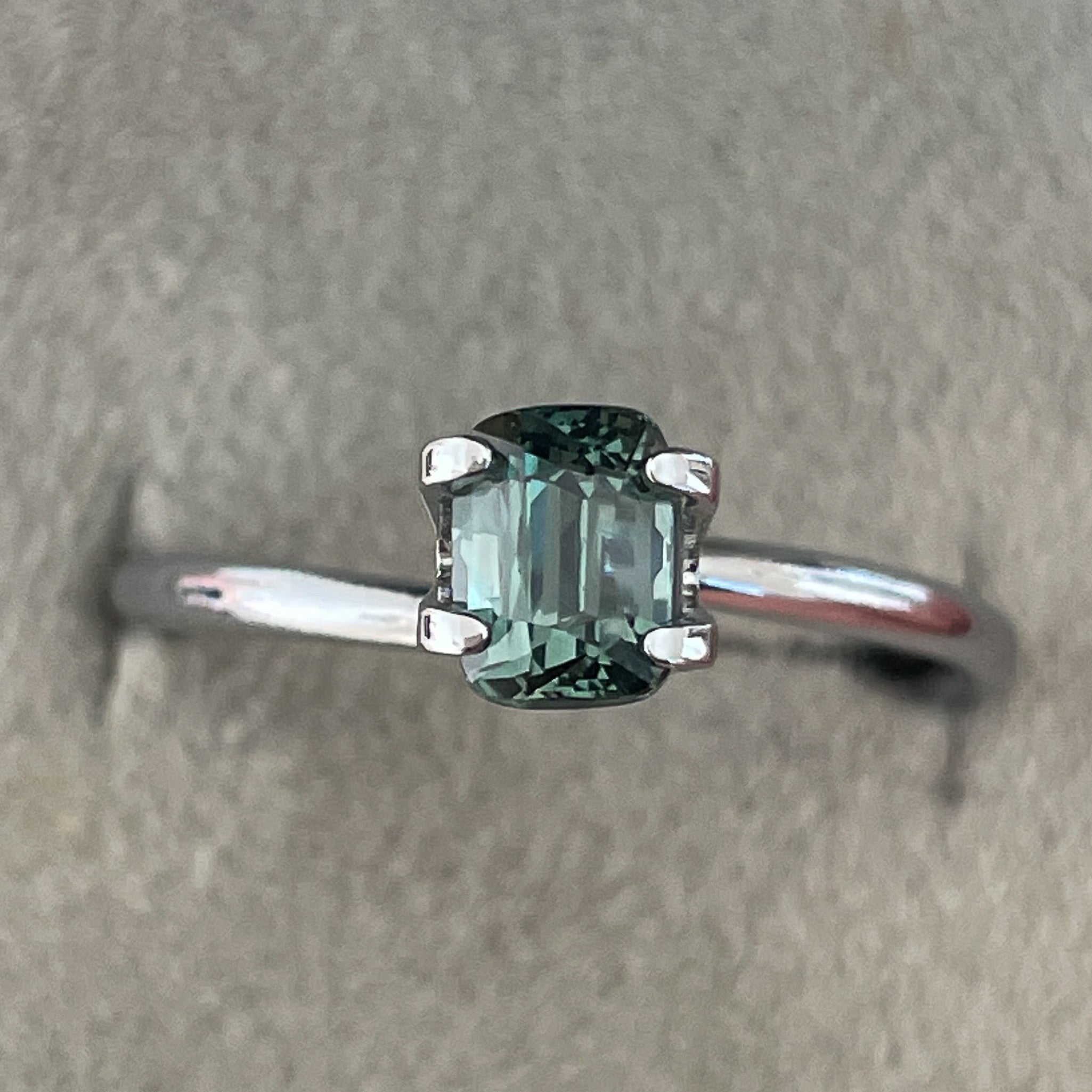 Teal green sapphire loose gemstone, 1.03 Ct cushion cut by NASHGEMS, heat-treated for jewelry or engagement rings.
