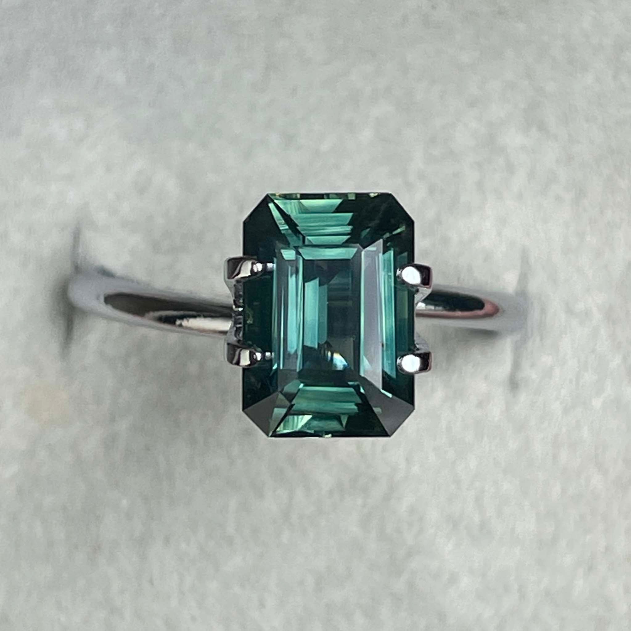 Teal green sapphire loose gemstone, 3.03 Ct emerald cut, natural green sapphire by NASHGEMS for engagement rings