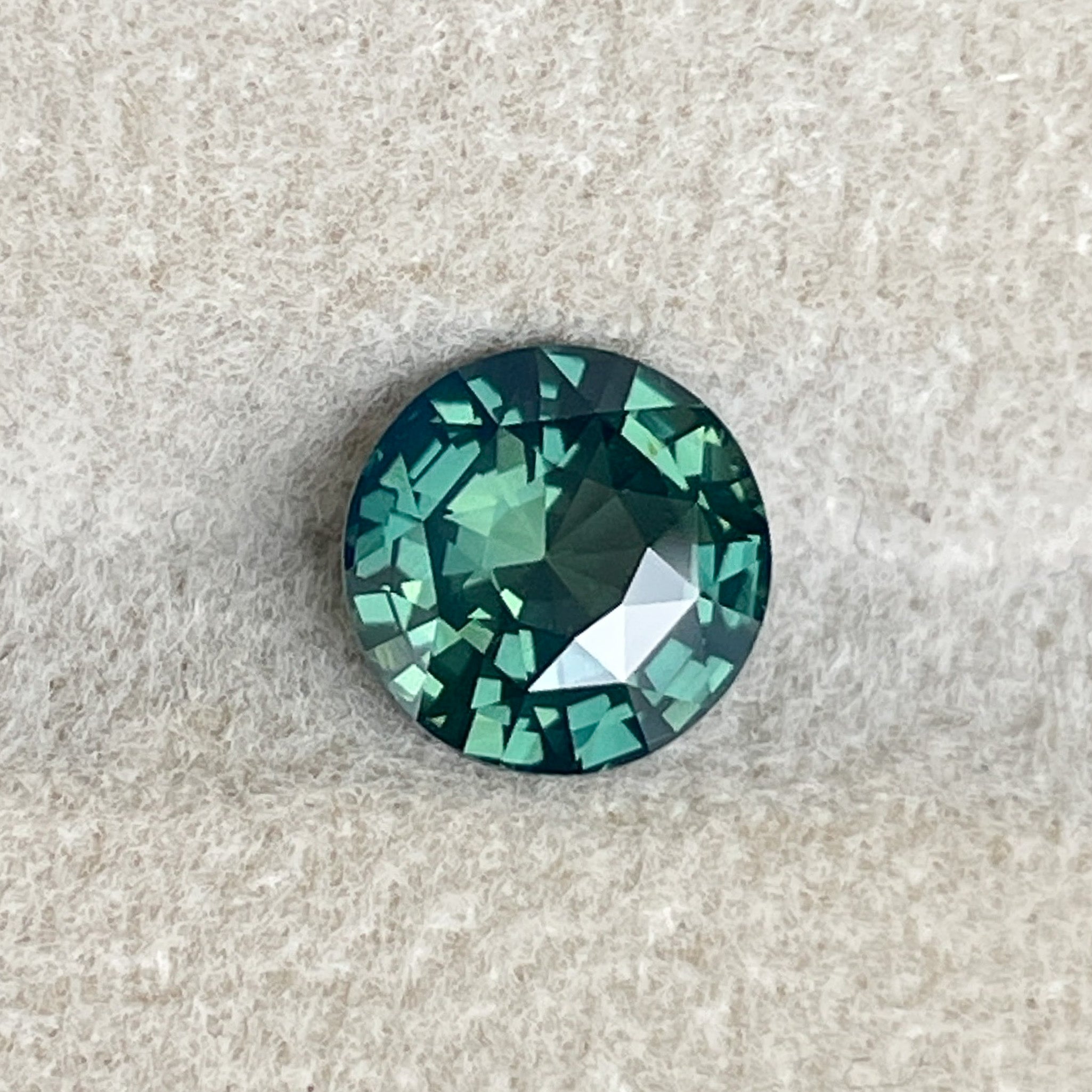Teal natural forest green sapphire, 1.83 Ct round cut, loose no-heat sapphire for engagement or custom jewelry by NASHGEMS.