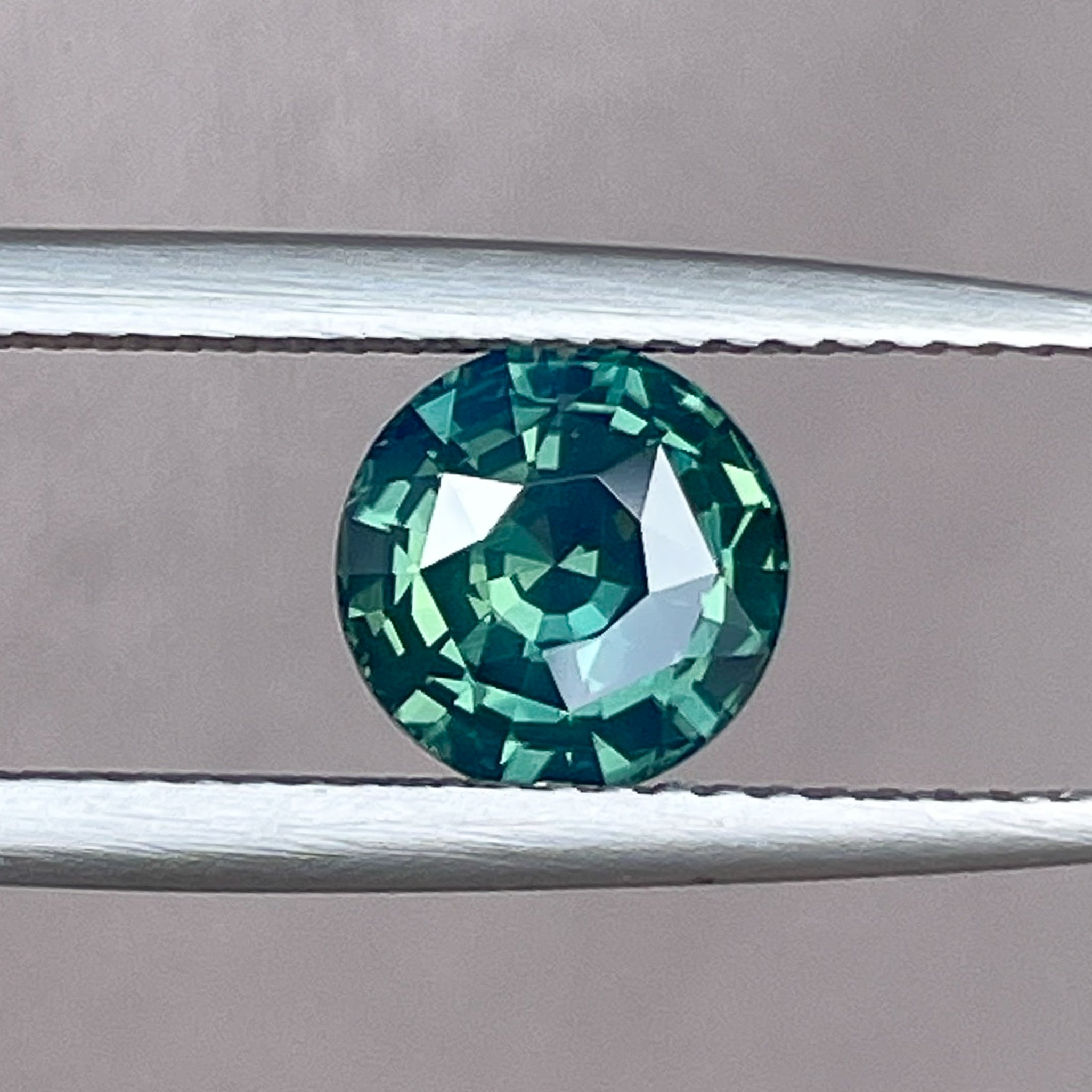Teal natural forest green sapphire, 1.83 Ct round cut, loose no heat gemstone for engagement or custom jewelry by NASHGEMS