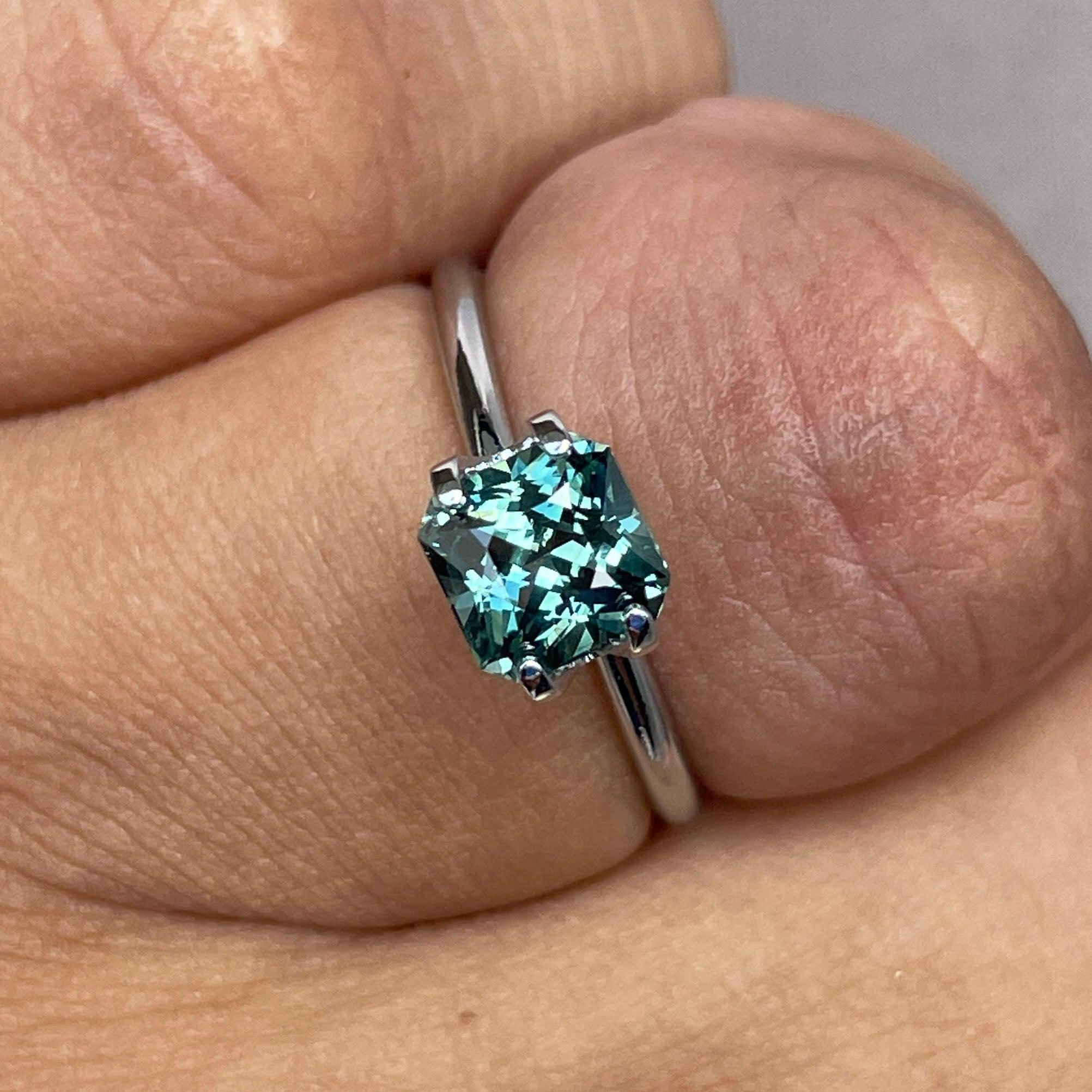loose teal sapphire emerald radiant cut