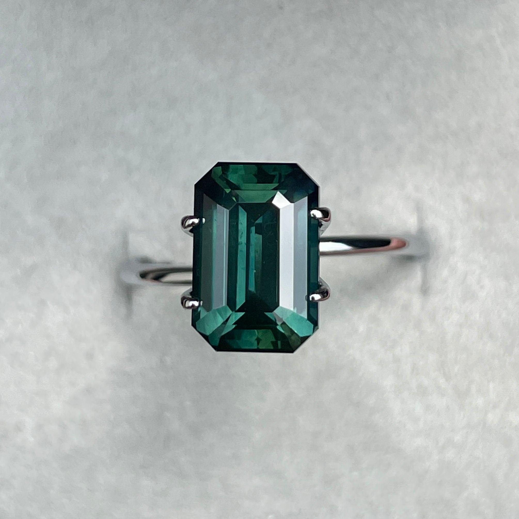 loose teal sapphire emerald radiant cut