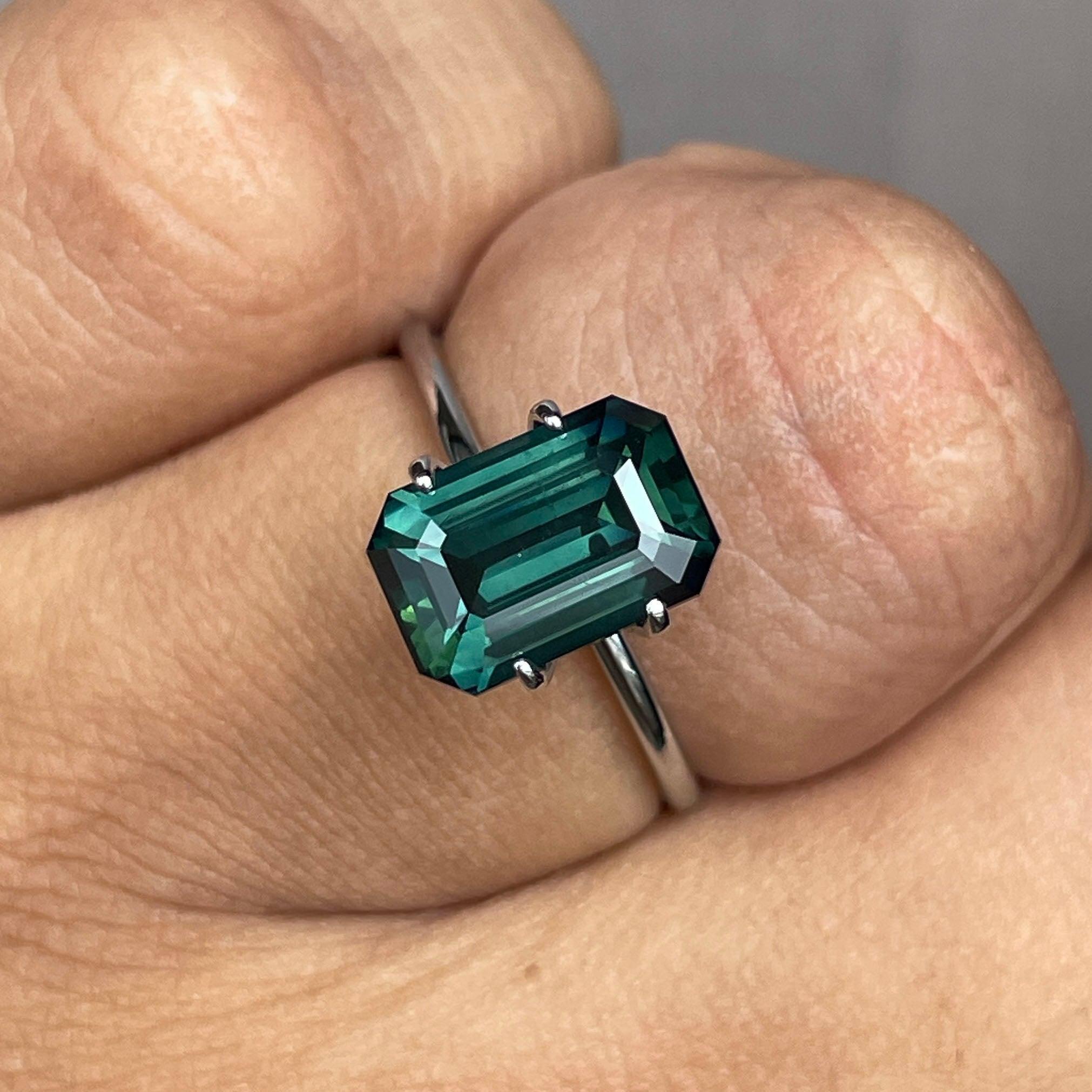 loose teal sapphire emerald radiant cut