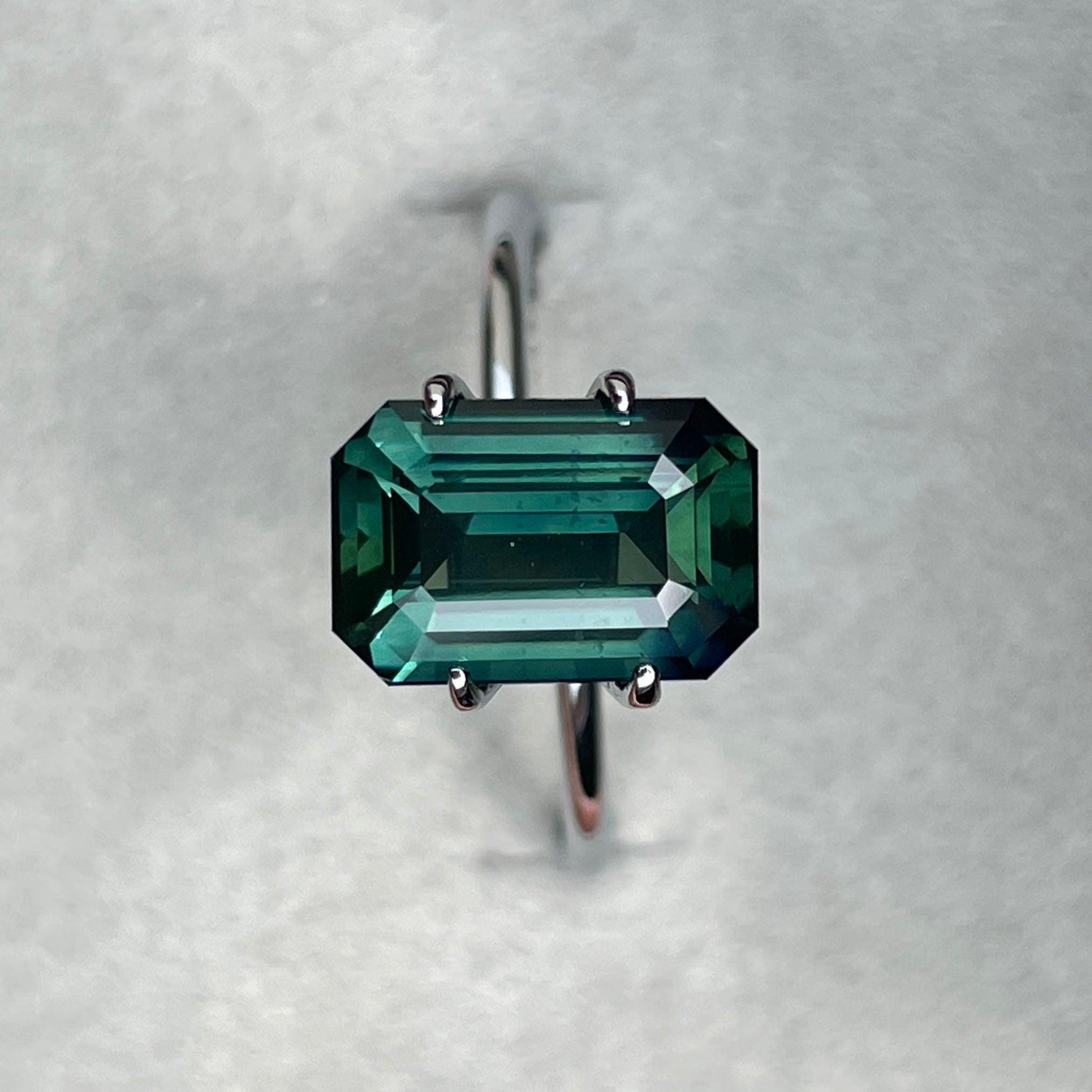 loose teal sapphire emerald radiant cut
