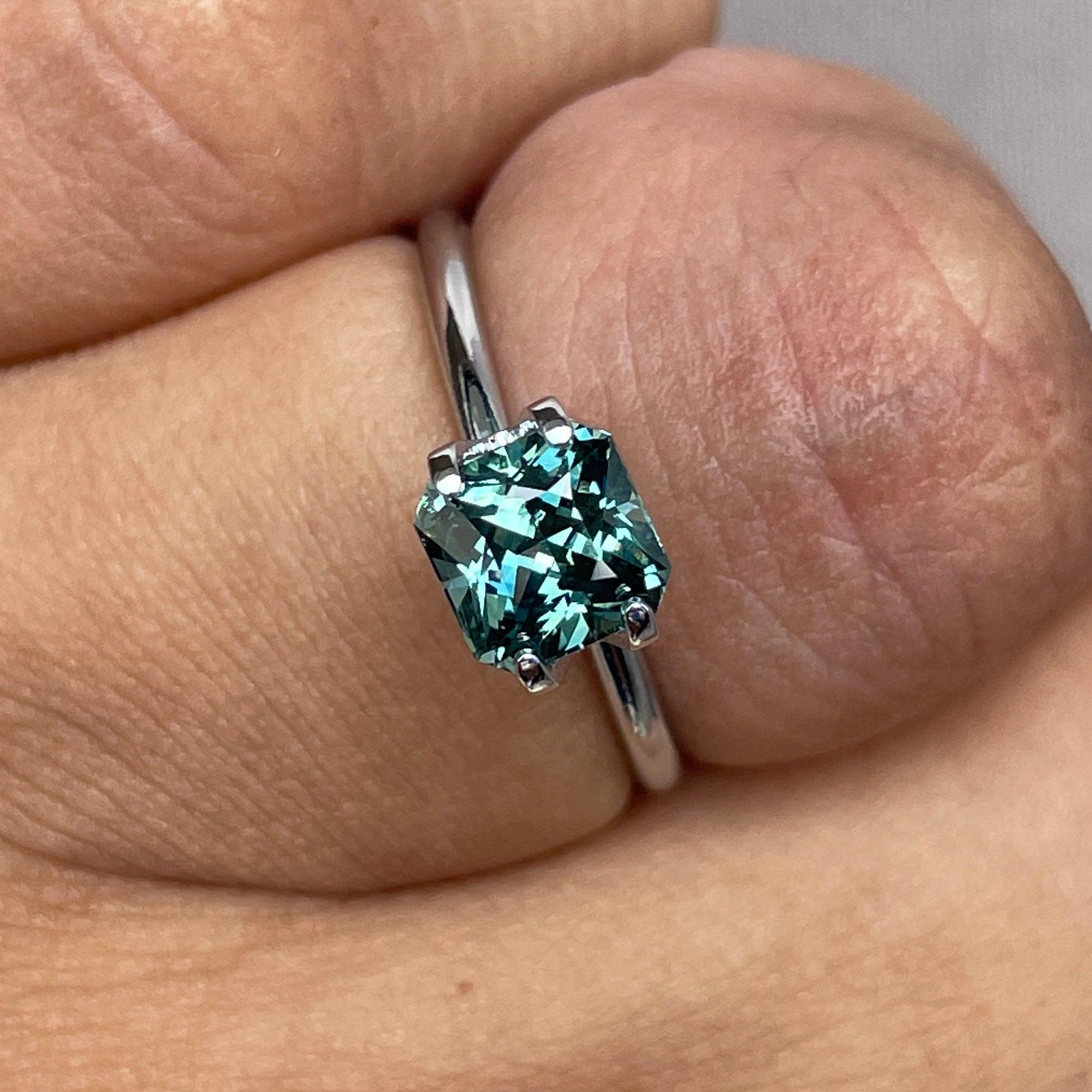 loose teal sapphire emerald radiant cut
