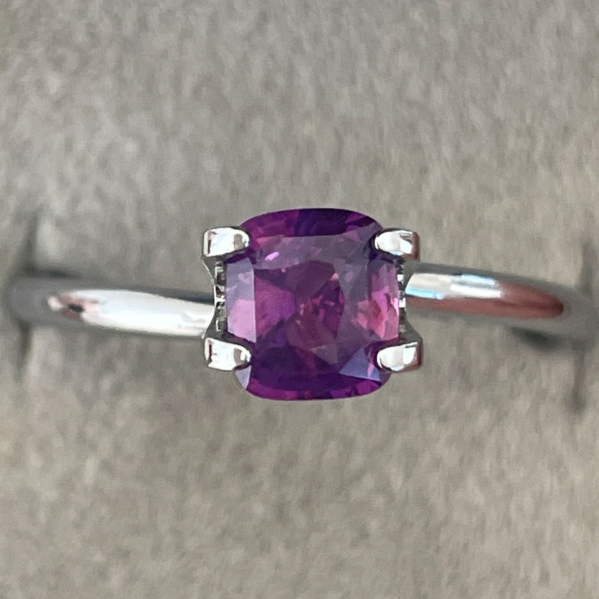 Natural purple sapphire 1.03 Ct cushion cut loose gemstone by NASHGEMS, ideal for engagement rings, no heat treatment.