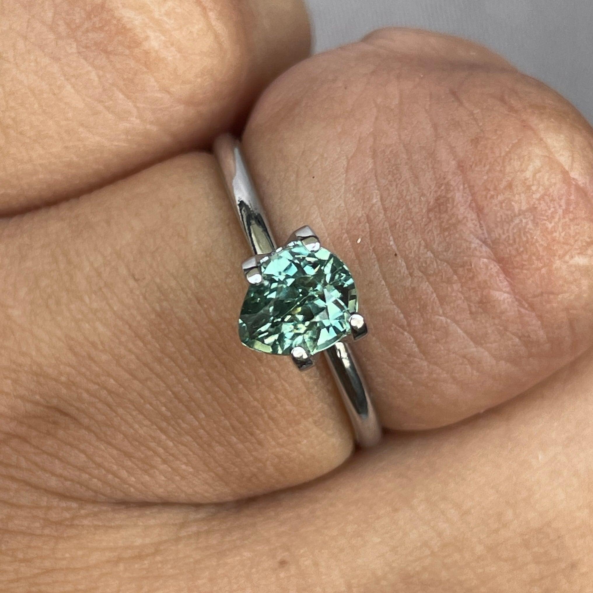 teal blue green parti sapphire pear drop cut gem