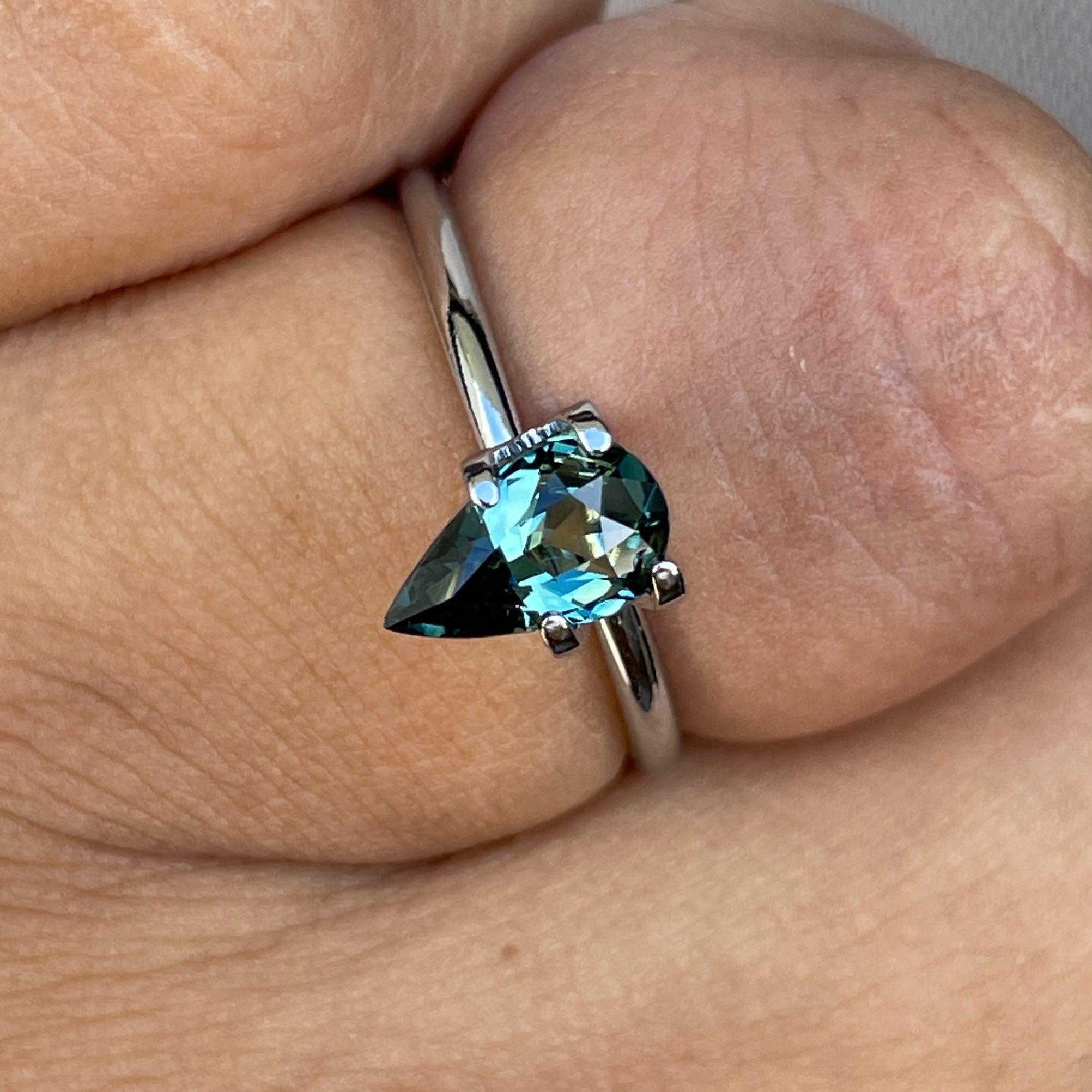 teal sapphire engagement ring