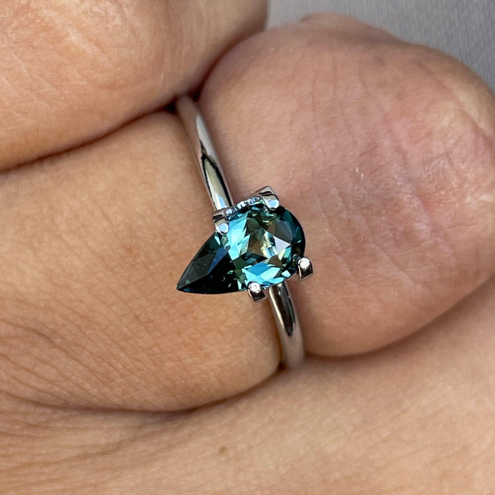 teal sapphire engagement ring