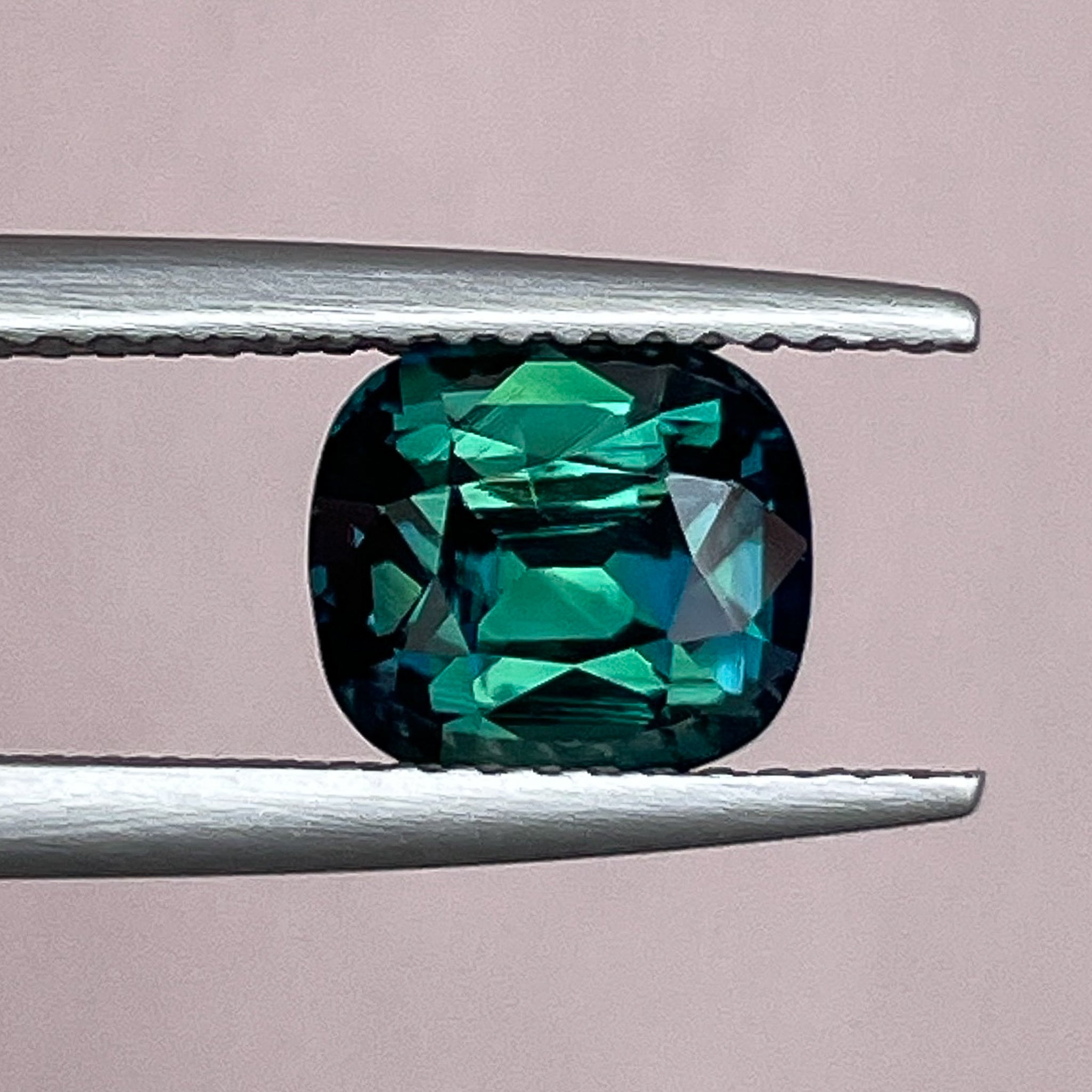 Teal forest green sapphire loose cushion cut 2.56 Ct, heat-treated gemstone for engagement or custom jewelry by NASHGEMS.