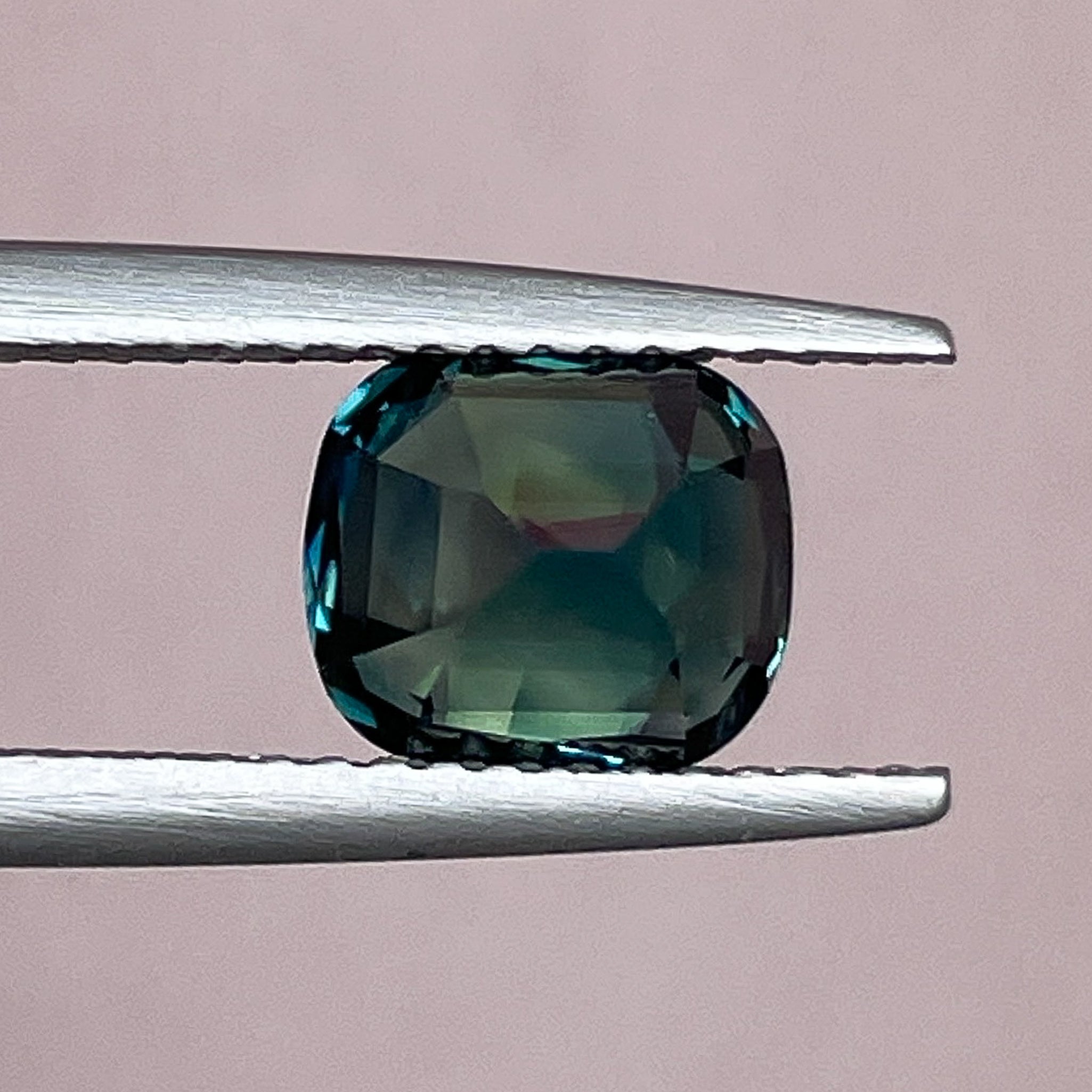 Teal forest green sapphire, 2.56 Ct cushion cut, loose gemstone by NASHGEMS, suitable for engagement rings or custom jewelry.