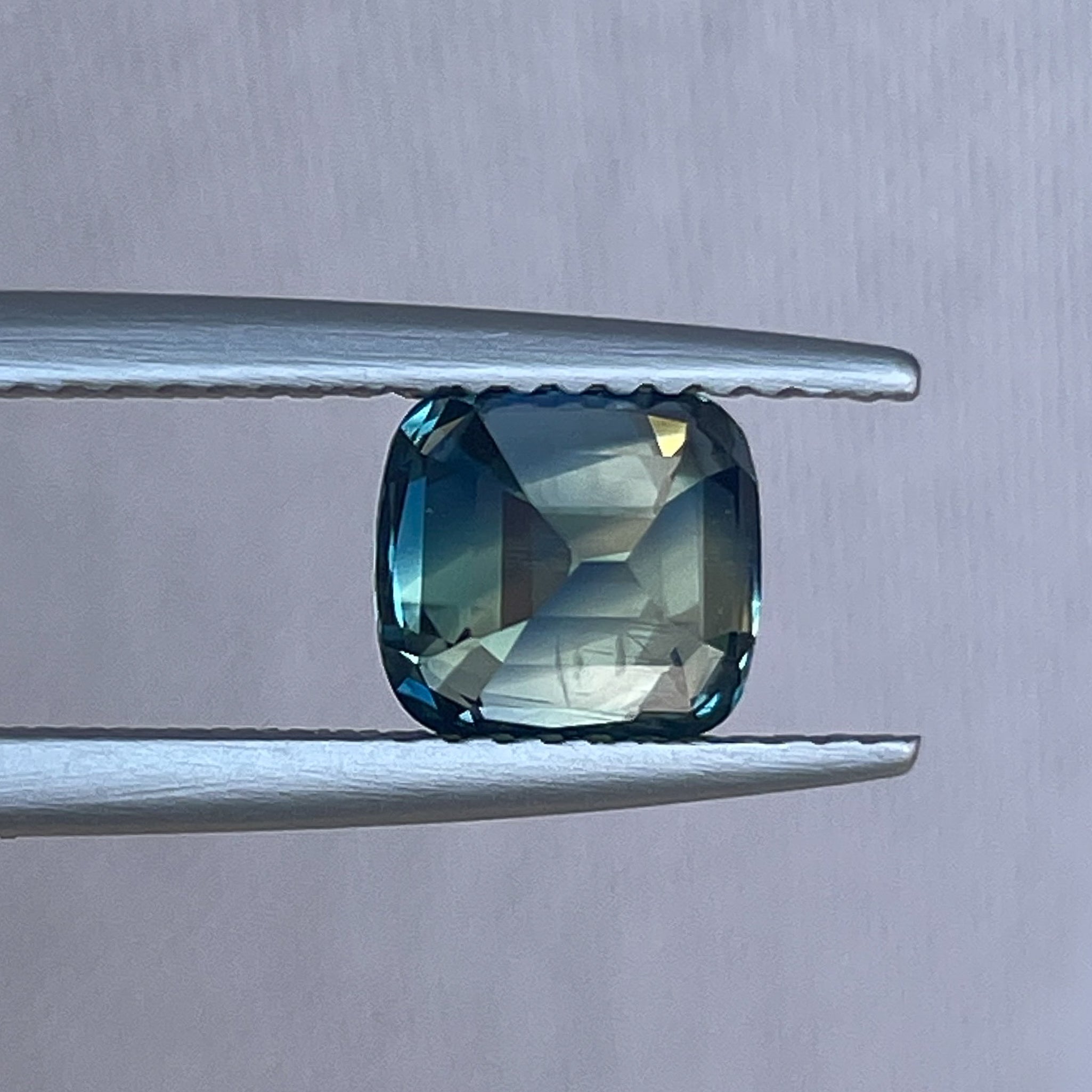 Natural blue-green cushion cut sapphire, 2.14 Ct from NASHGEMS, loose teal sapphire for jewelry making or engagement rings.