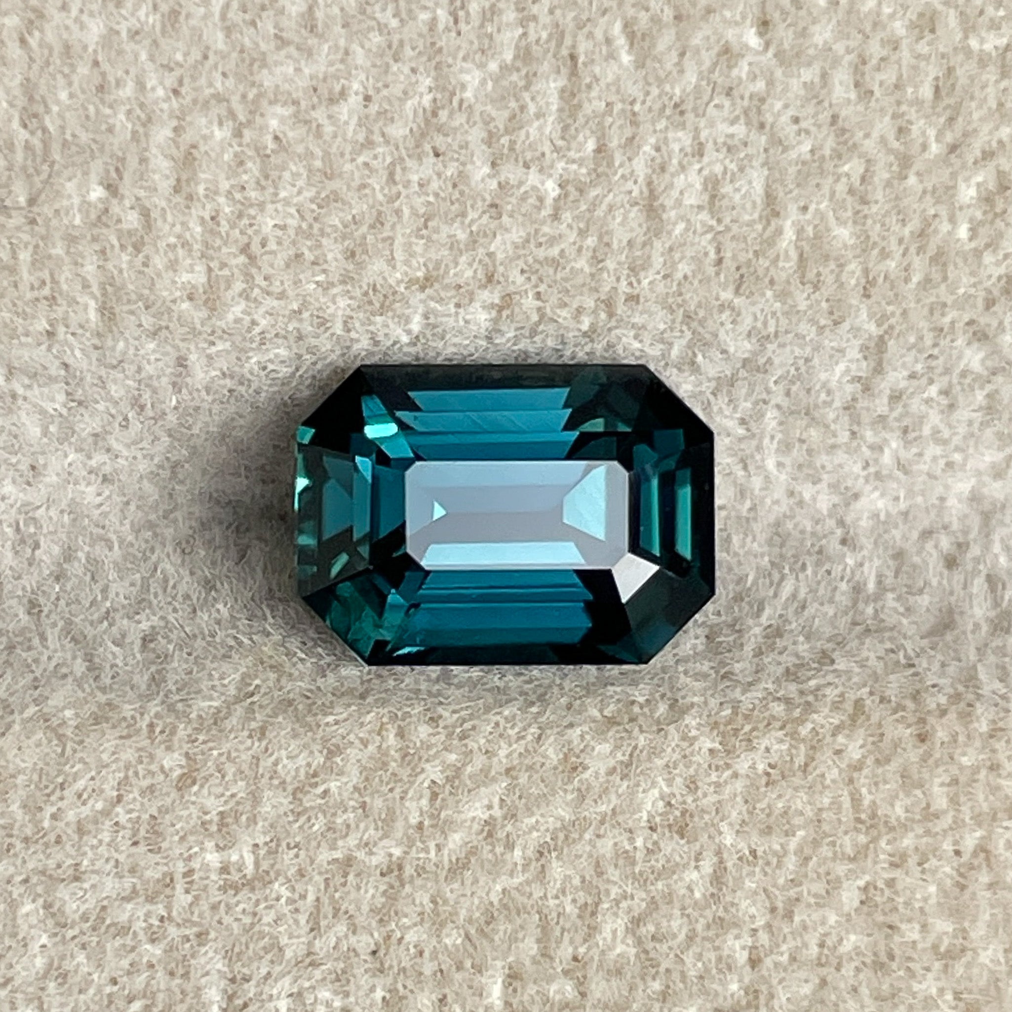 Natural teal blue green sapphire, 2.18 Ct emerald cut, heat-treated loose sapphire for jewelry or engagement rings.