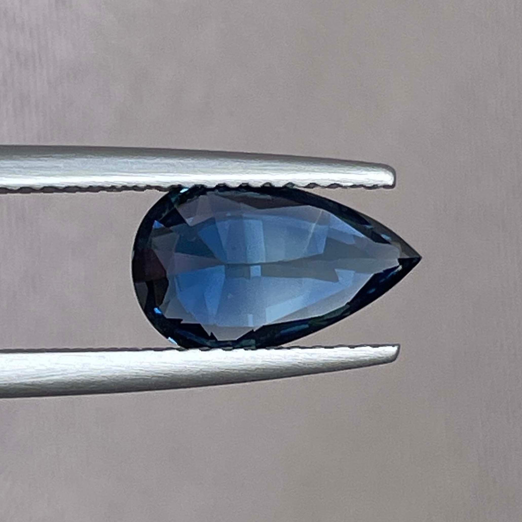 Teal blue green sapphire pear-shaped loose gemstone, 2.15 carats, from NASHGEMS, ideal for engagement or wedding rings.