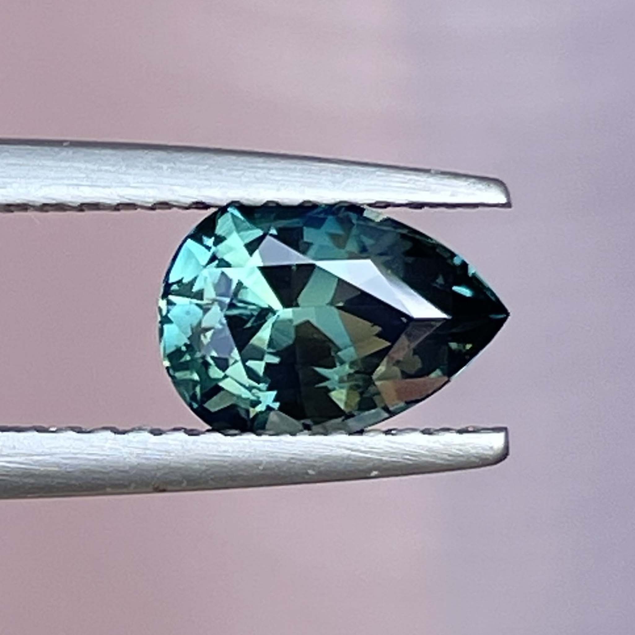 Natural teal blue-green sapphire pear-shaped loose gemstone, 1.57 Ct, no heat, from NASHGEMS for custom engagement rings.