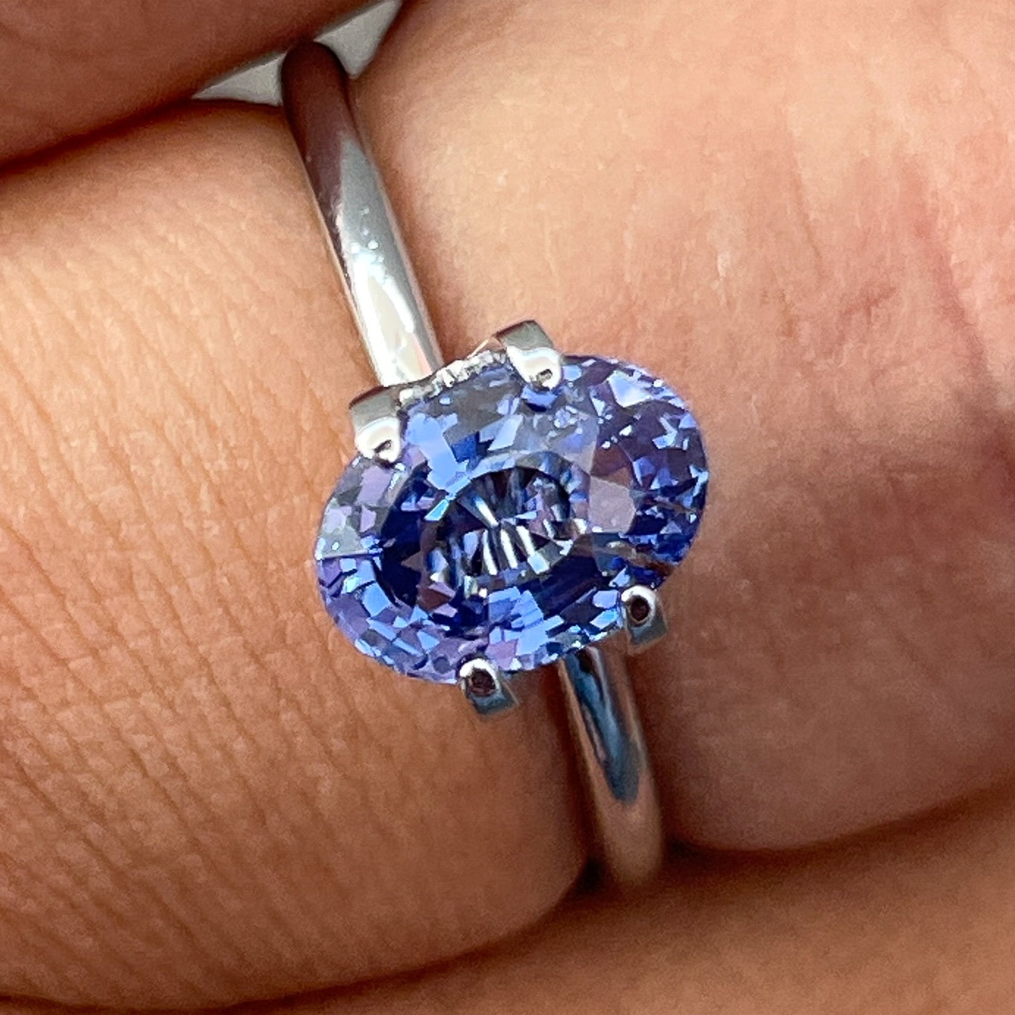 natural blue sapphire engagement ring close up high quality gemstone