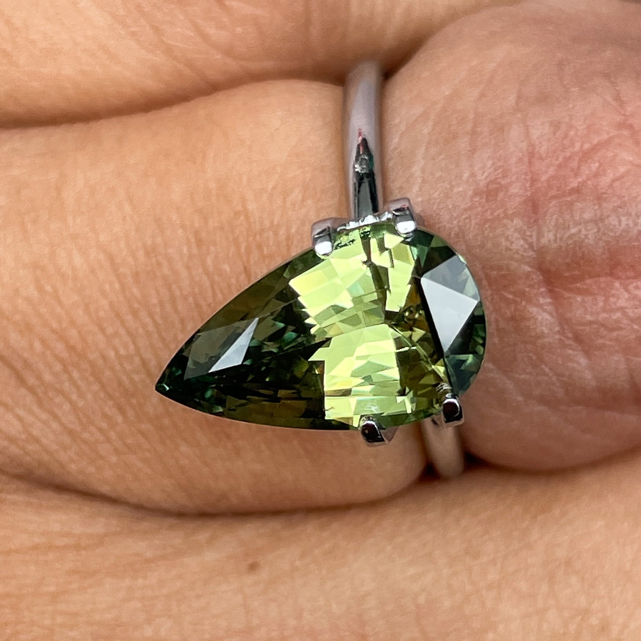 Teal bicolour Parti sapphire, 5.02 Ct pear shape, natural no heat loose sapphire for engagement jewelry by NASHGEMS.