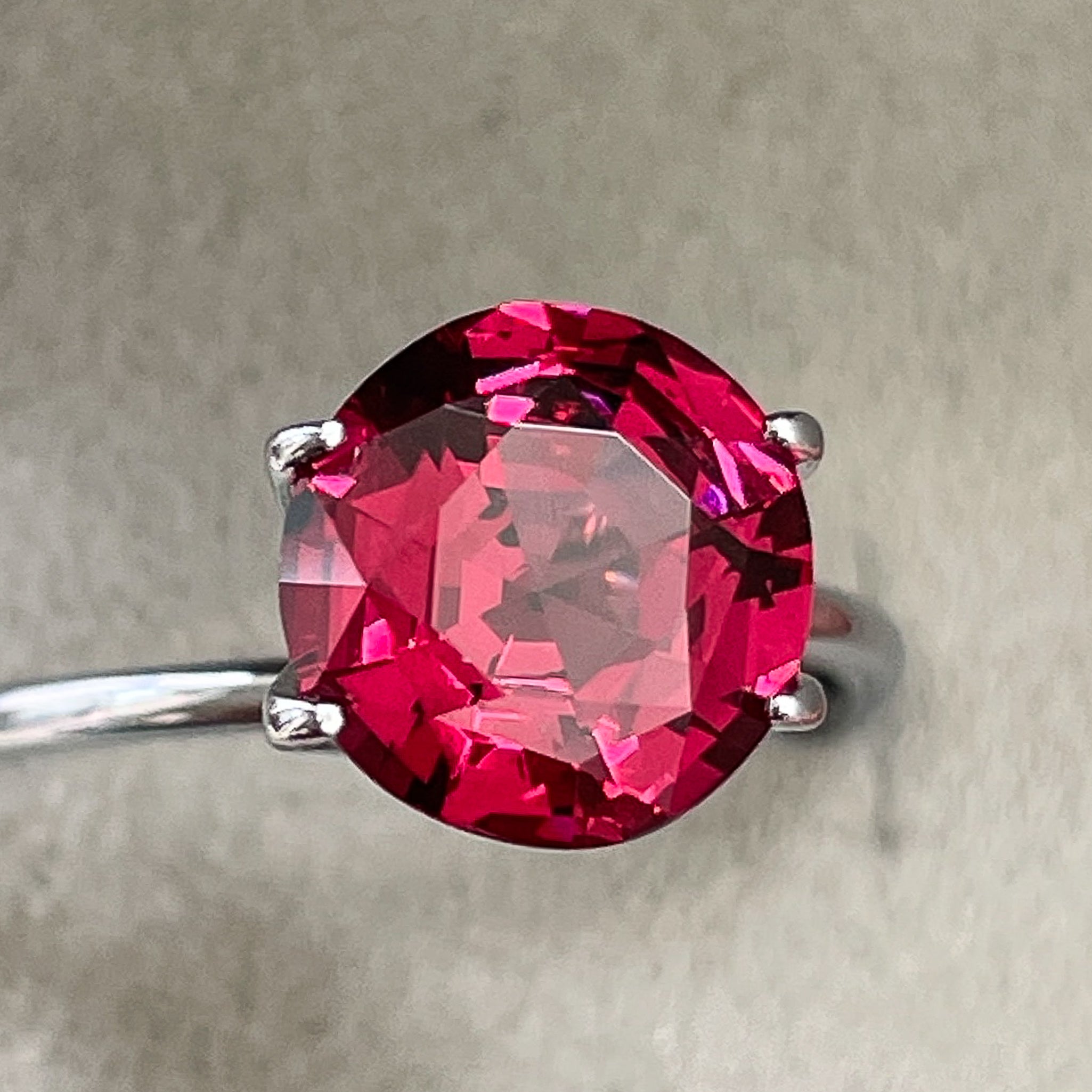 Natural Rhodolite Garnet 3.13 Ct round cut, raspberry red VVS loose gemstone for engagement rings, by NASHGEMS